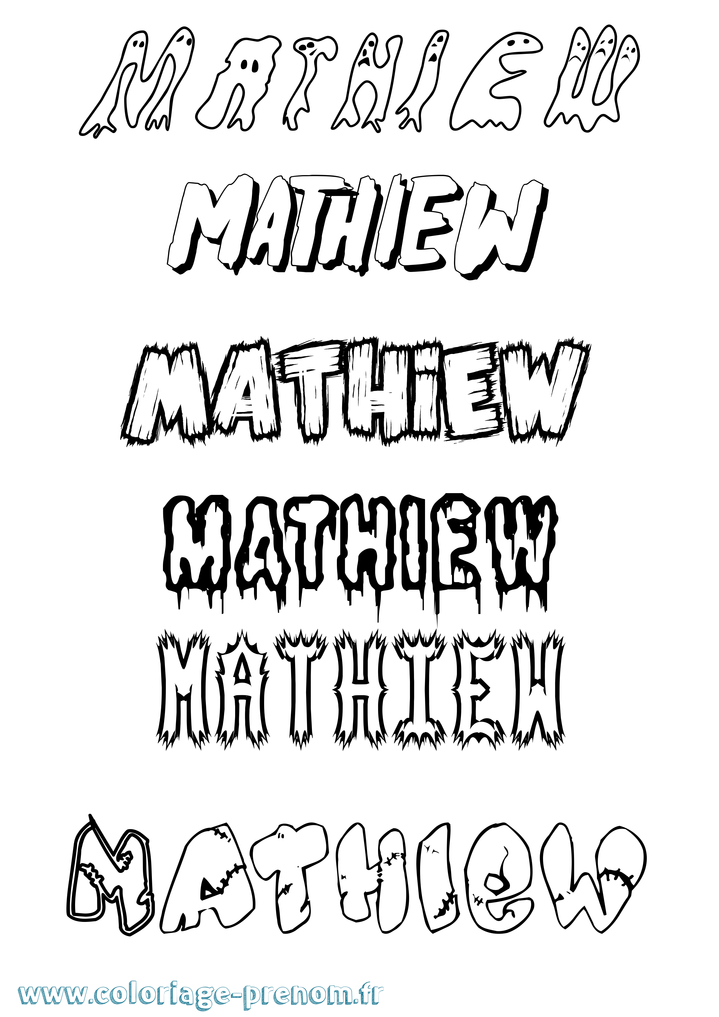 Coloriage prénom Mathiew Frisson