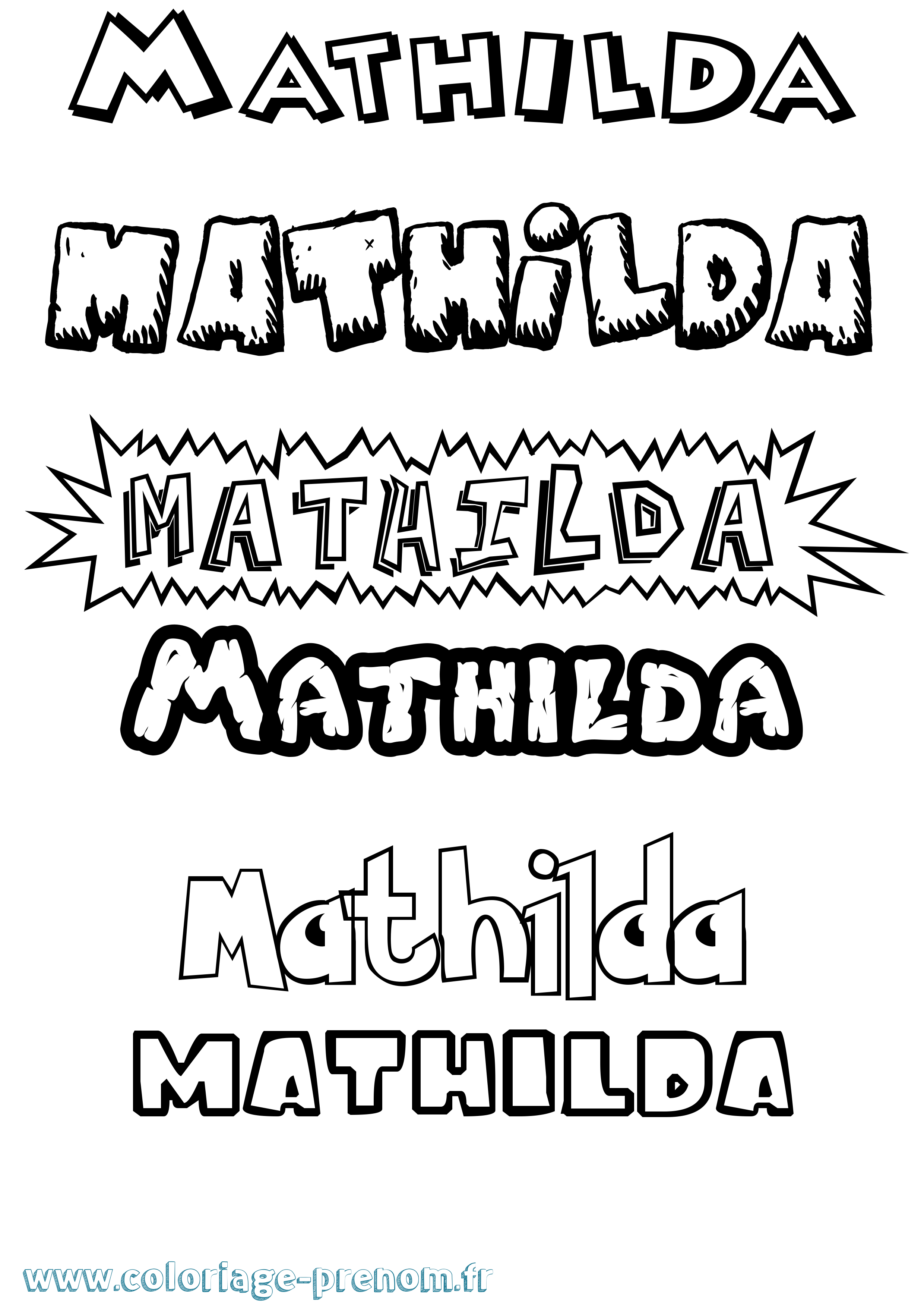 Coloriage prénom Mathilda Dessin Animé