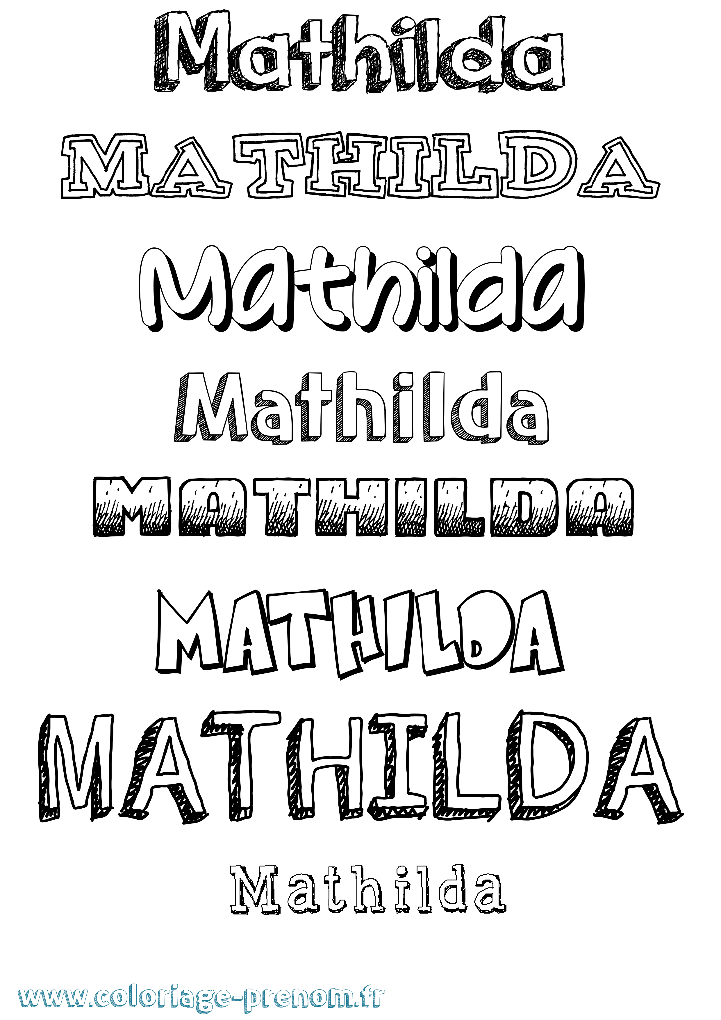 Coloriage prénom Mathilda Dessiné