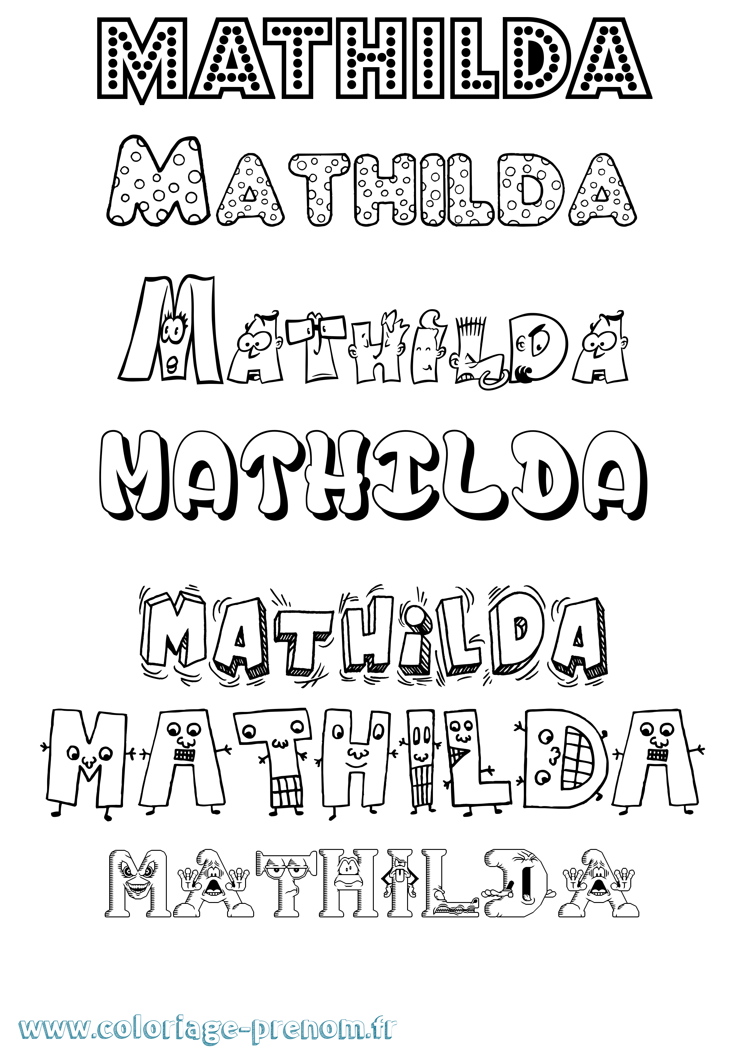 Coloriage prénom Mathilda Fun
