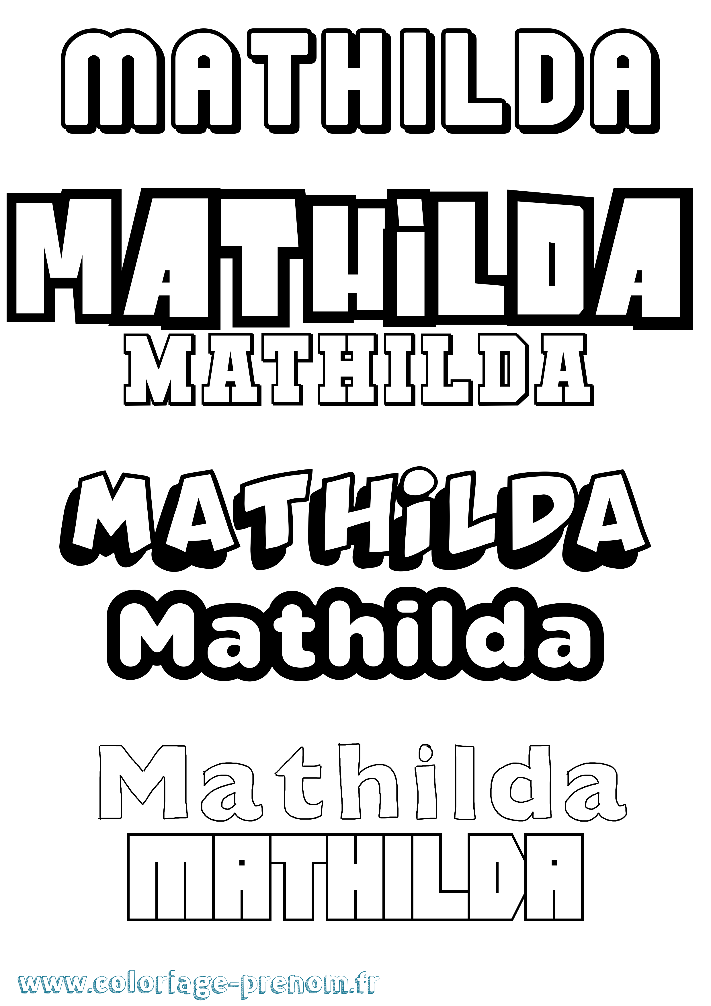 Coloriage prénom Mathilda Simple