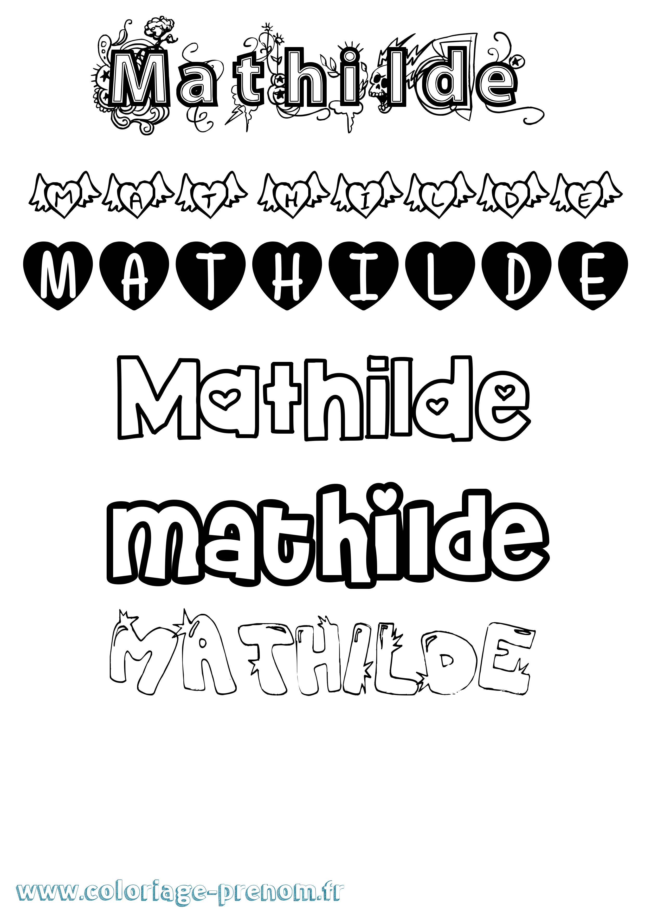 Coloriage prénom Mathilde