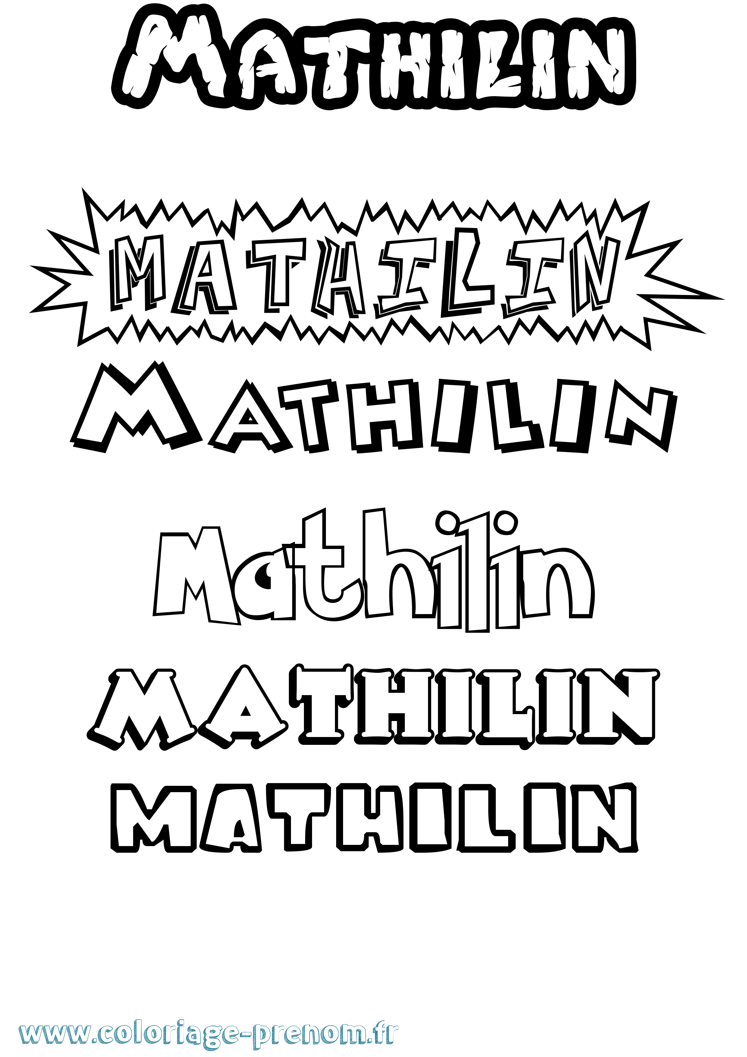 Coloriage prénom Mathilin Dessin Animé