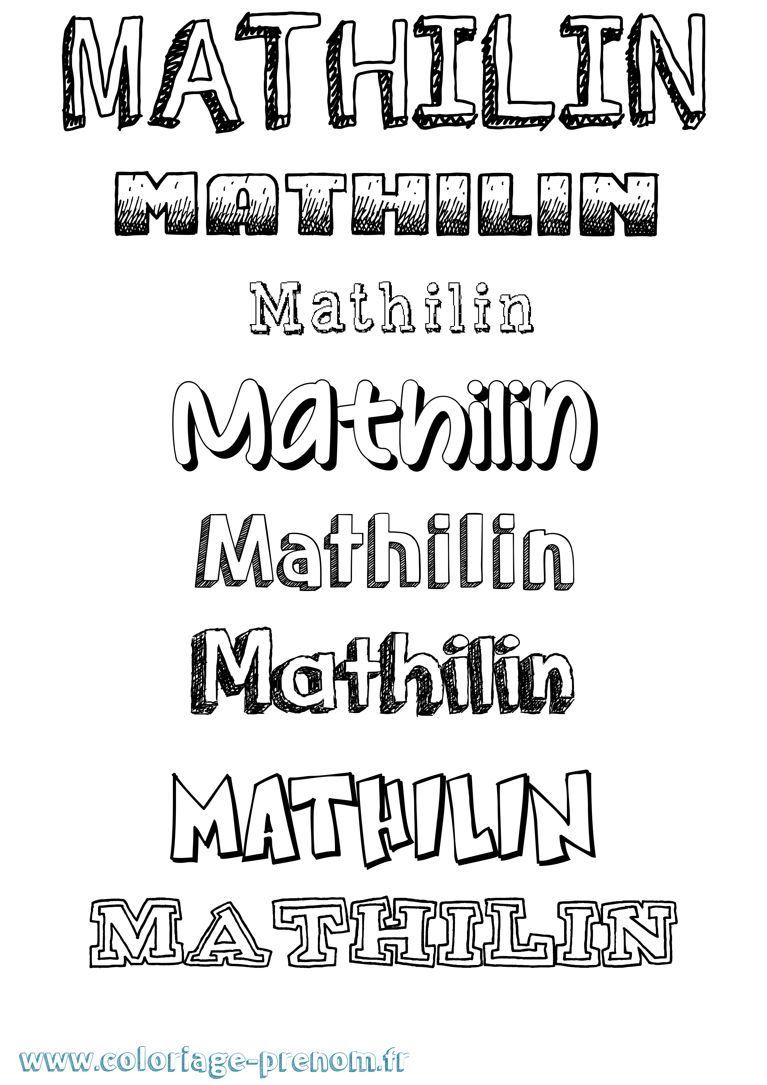 Coloriage prénom Mathilin Dessiné