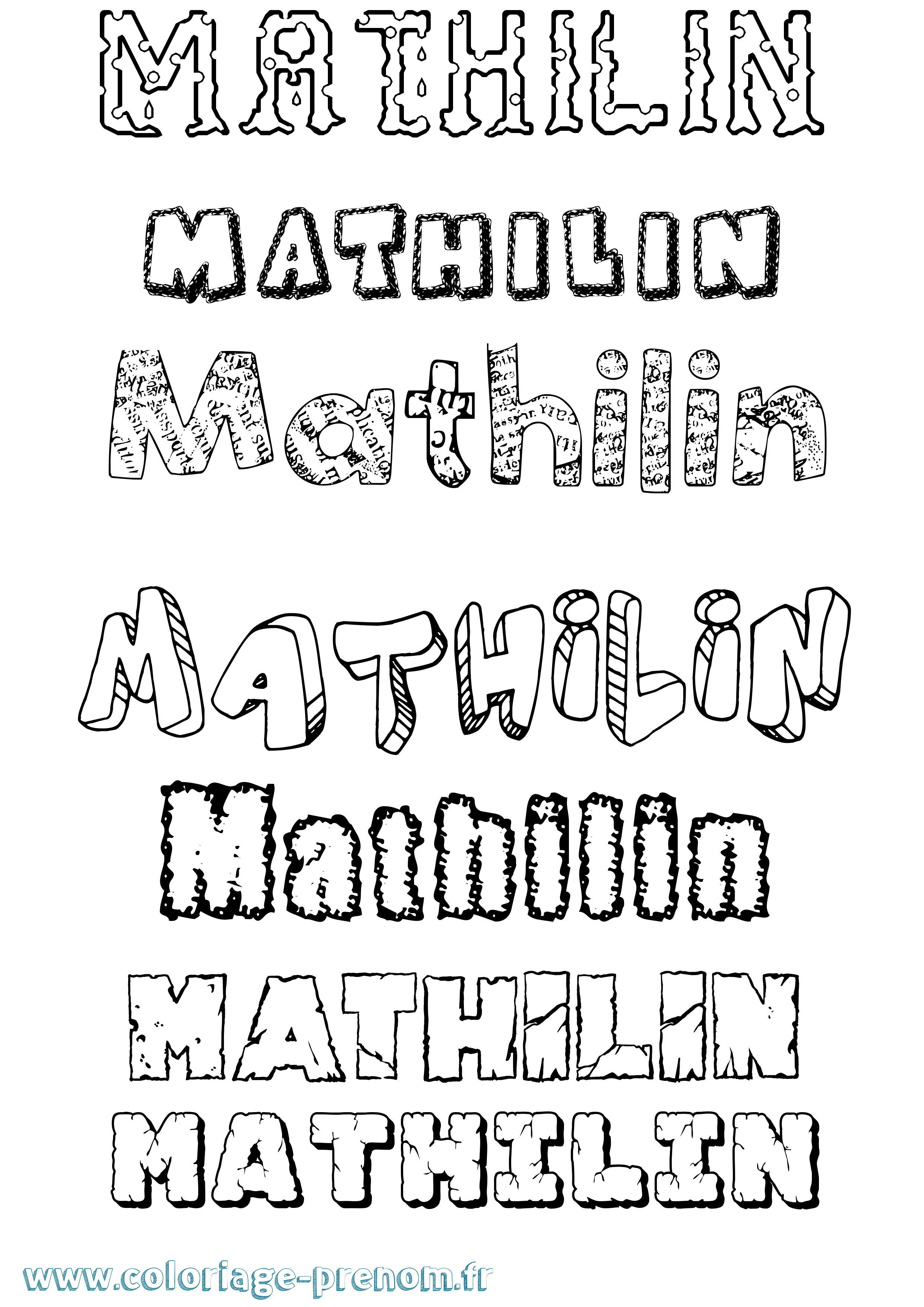 Coloriage prénom Mathilin Destructuré