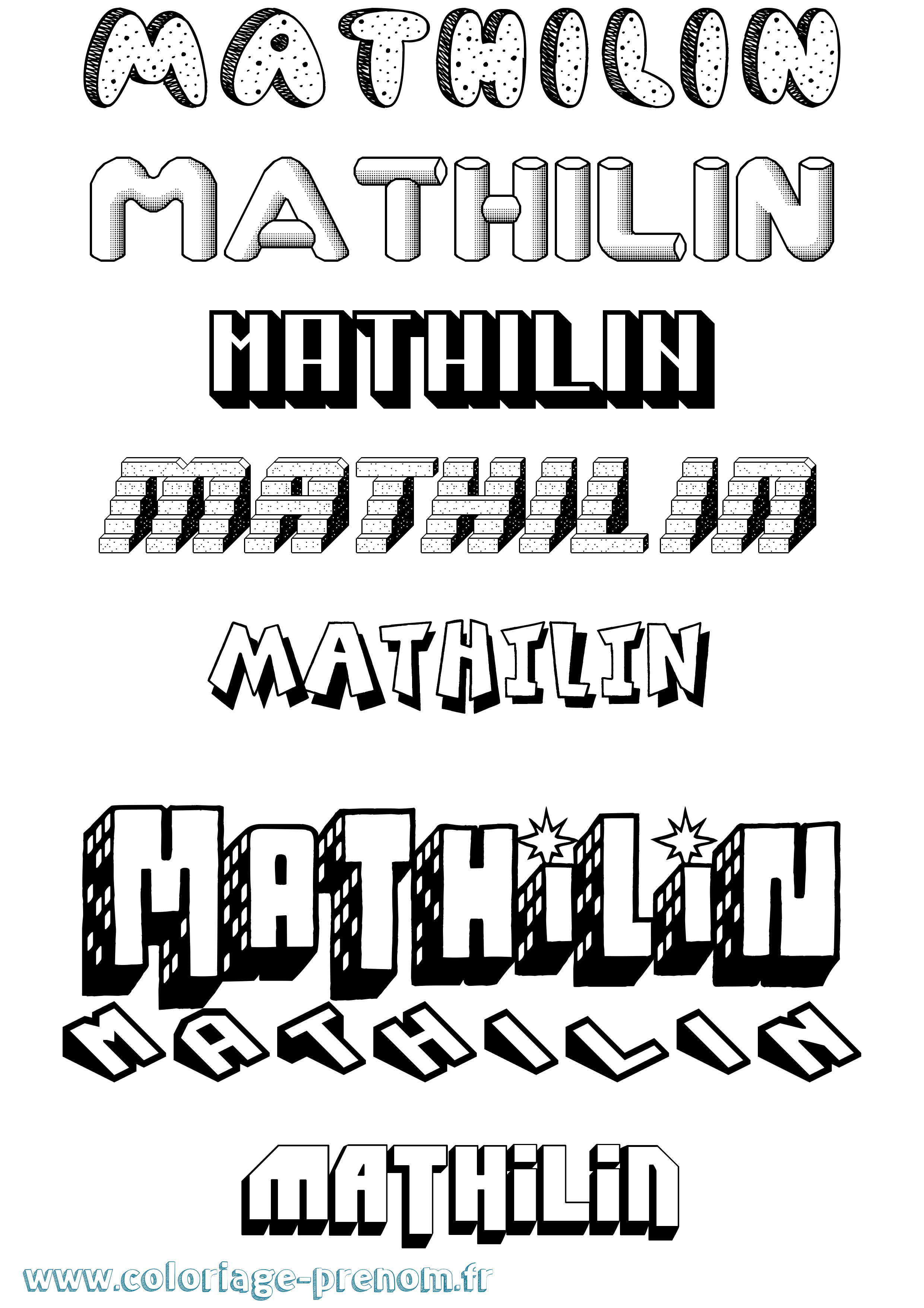 Coloriage prénom Mathilin Effet 3D