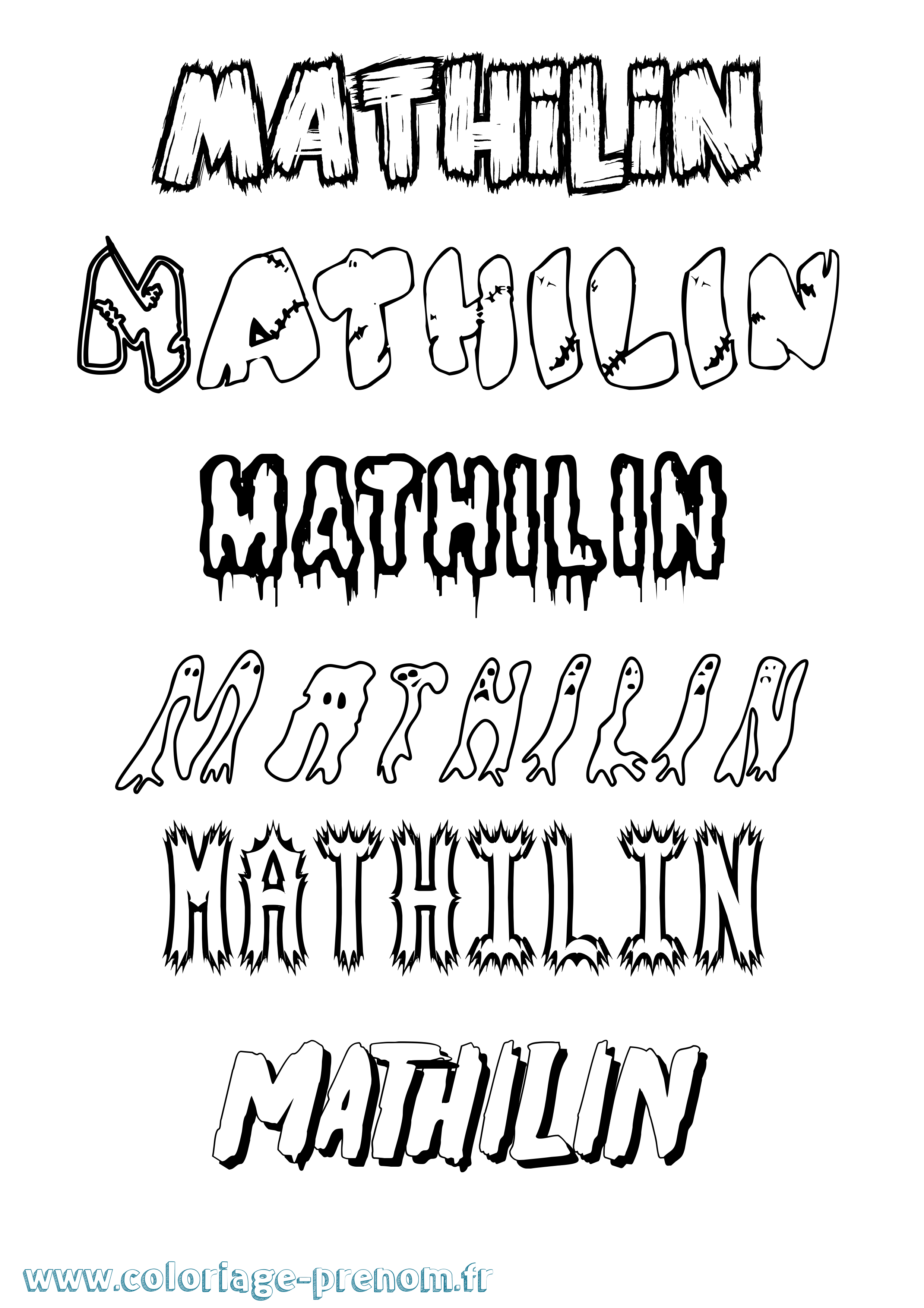 Coloriage prénom Mathilin Frisson