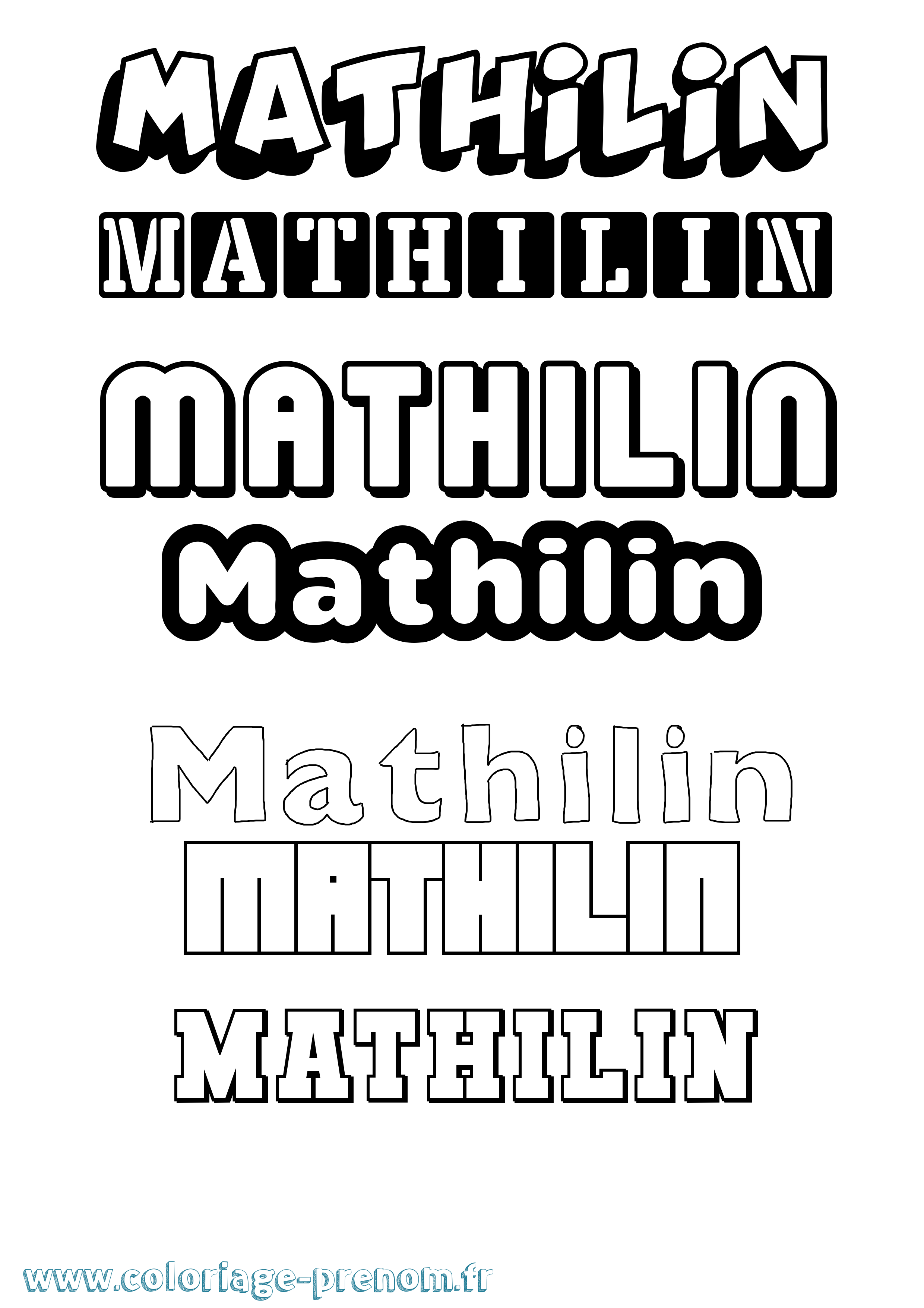 Coloriage prénom Mathilin Simple