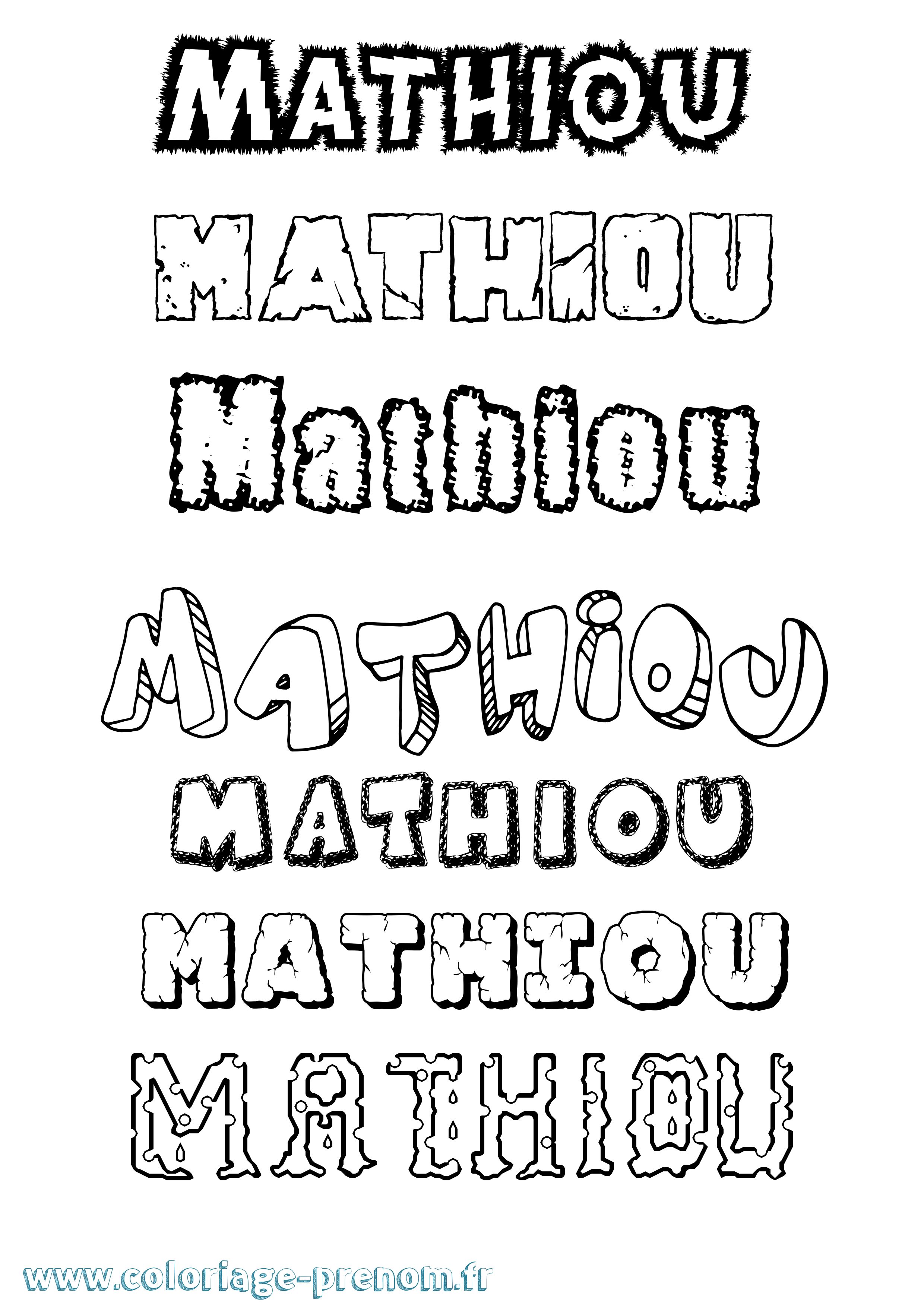 Coloriage prénom Mathiou Destructuré