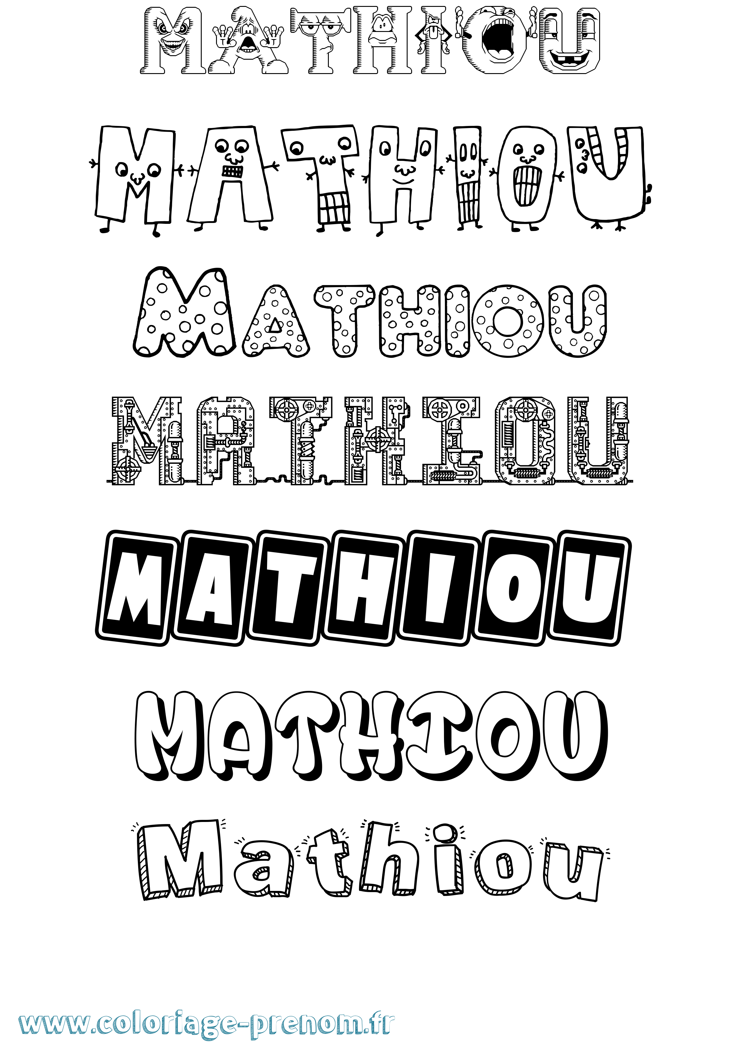 Coloriage prénom Mathiou Fun