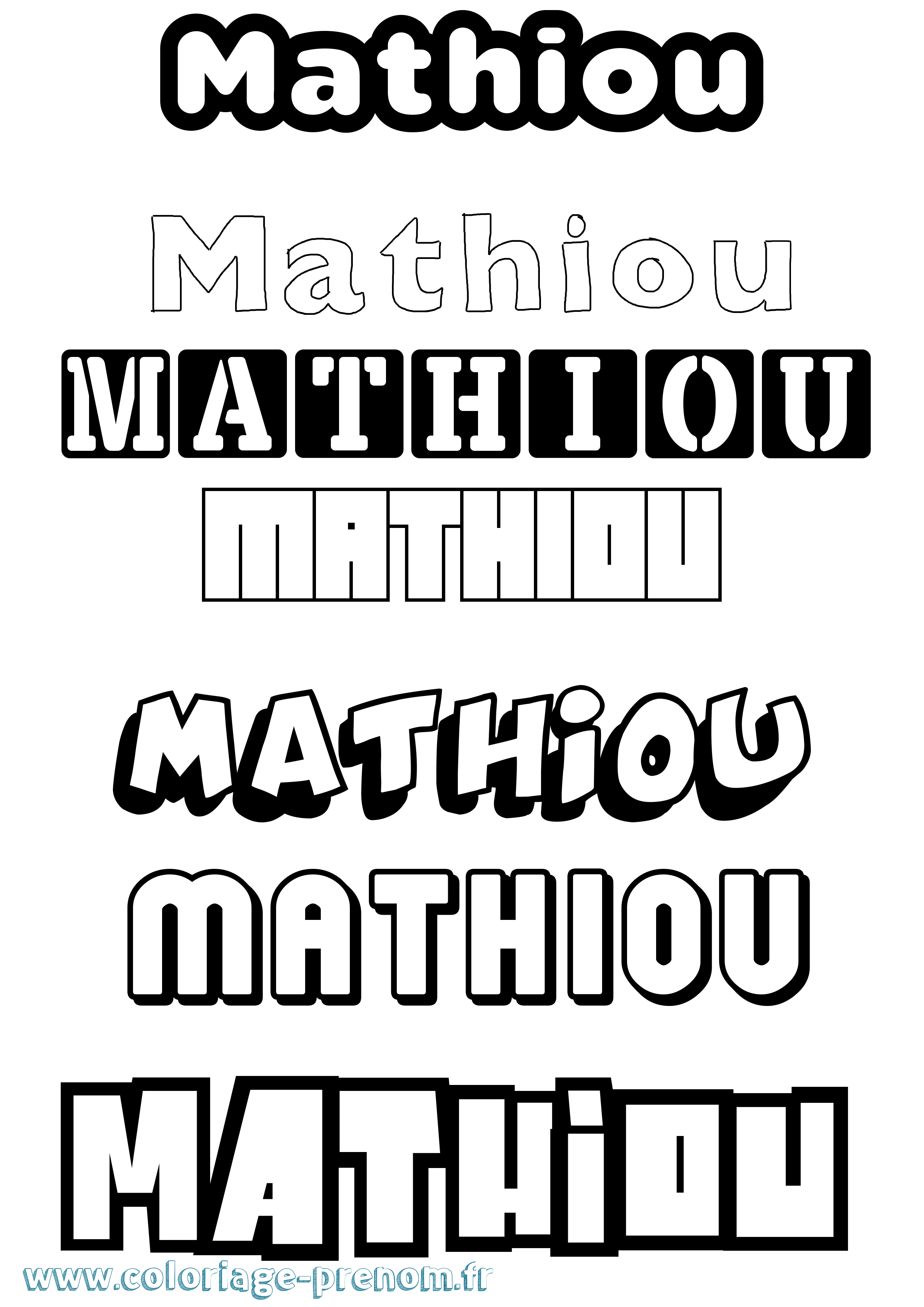 Coloriage prénom Mathiou Simple