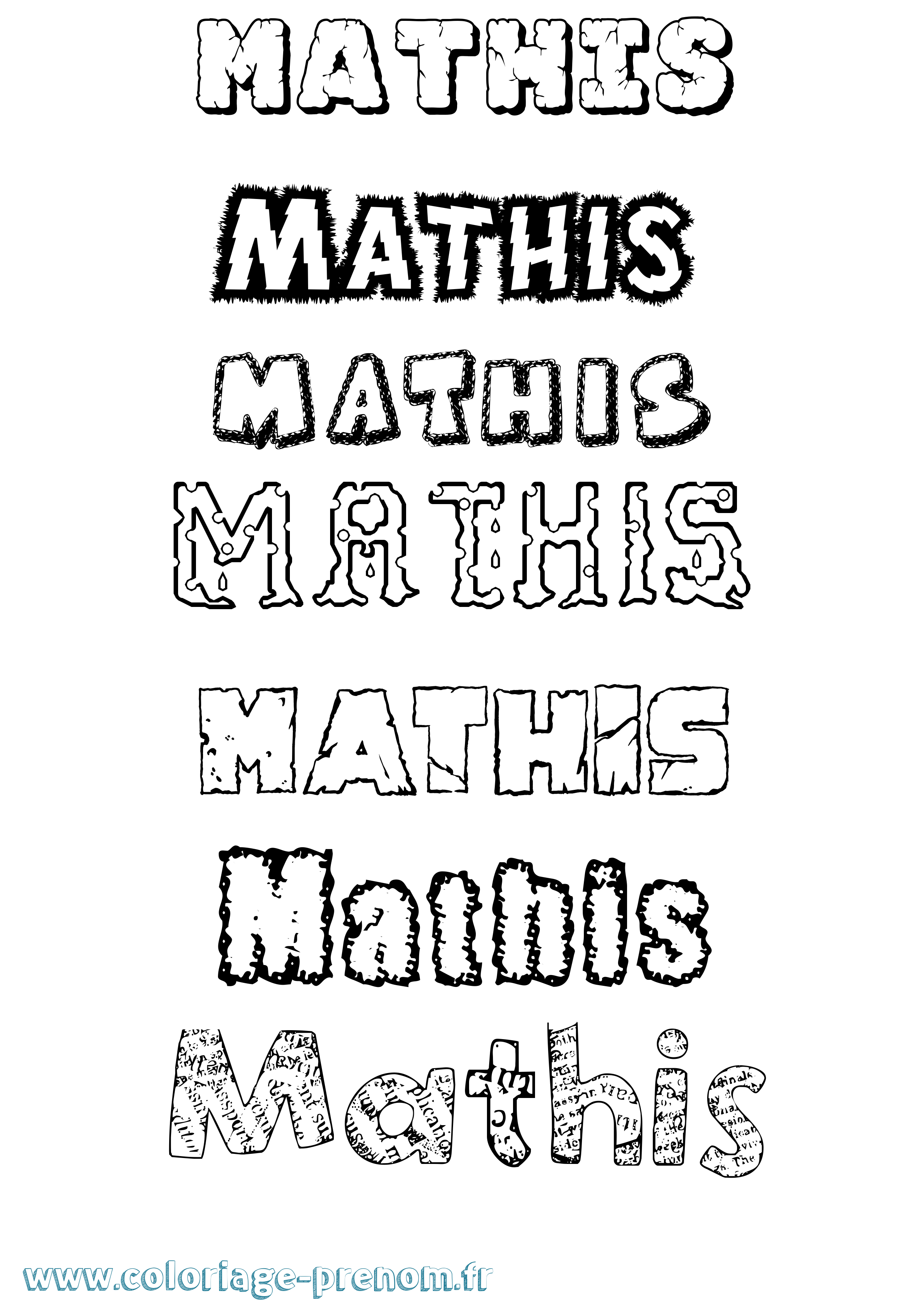 Coloriage prénom Mathis Destructuré