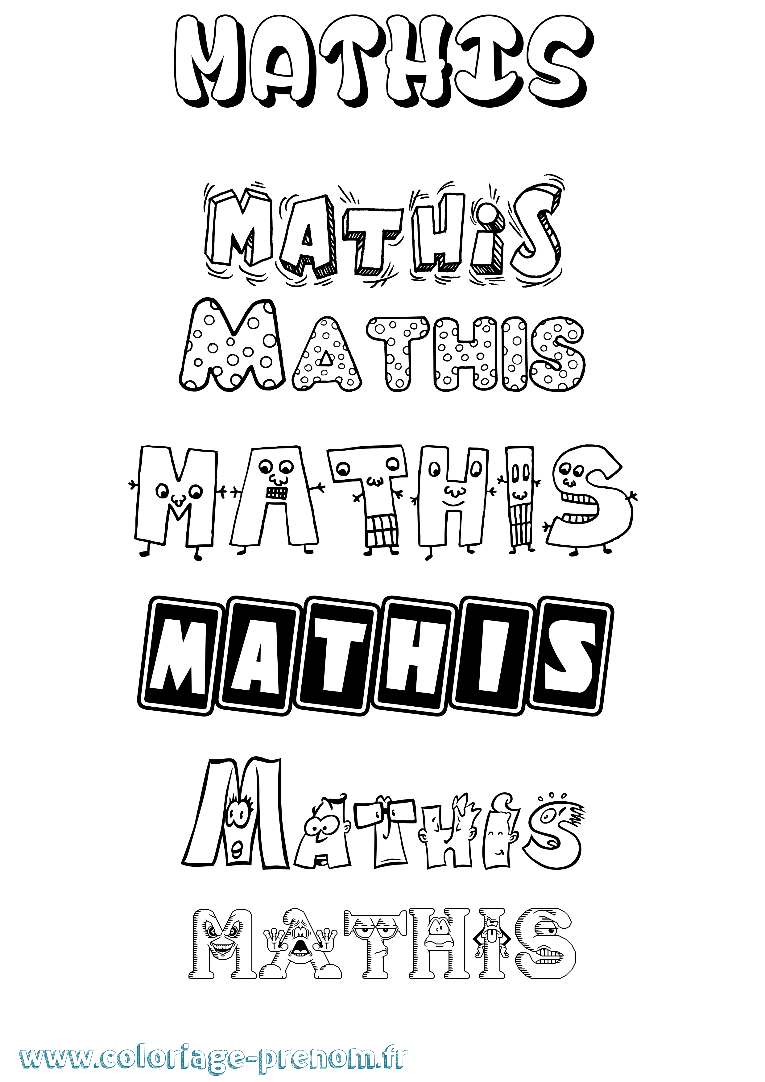 Coloriage prénom Mathis Fun