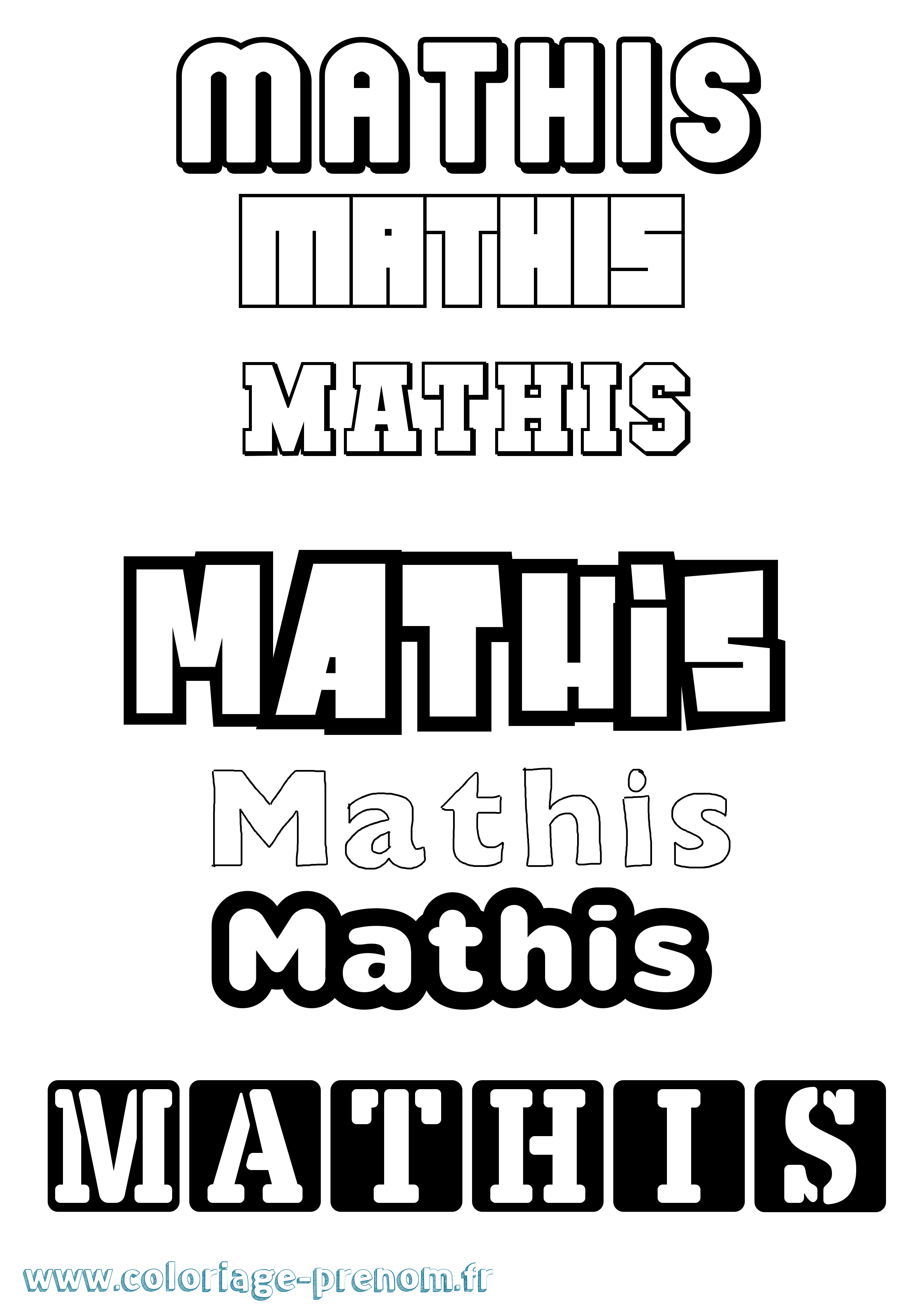 Coloriage prénom Mathis Simple