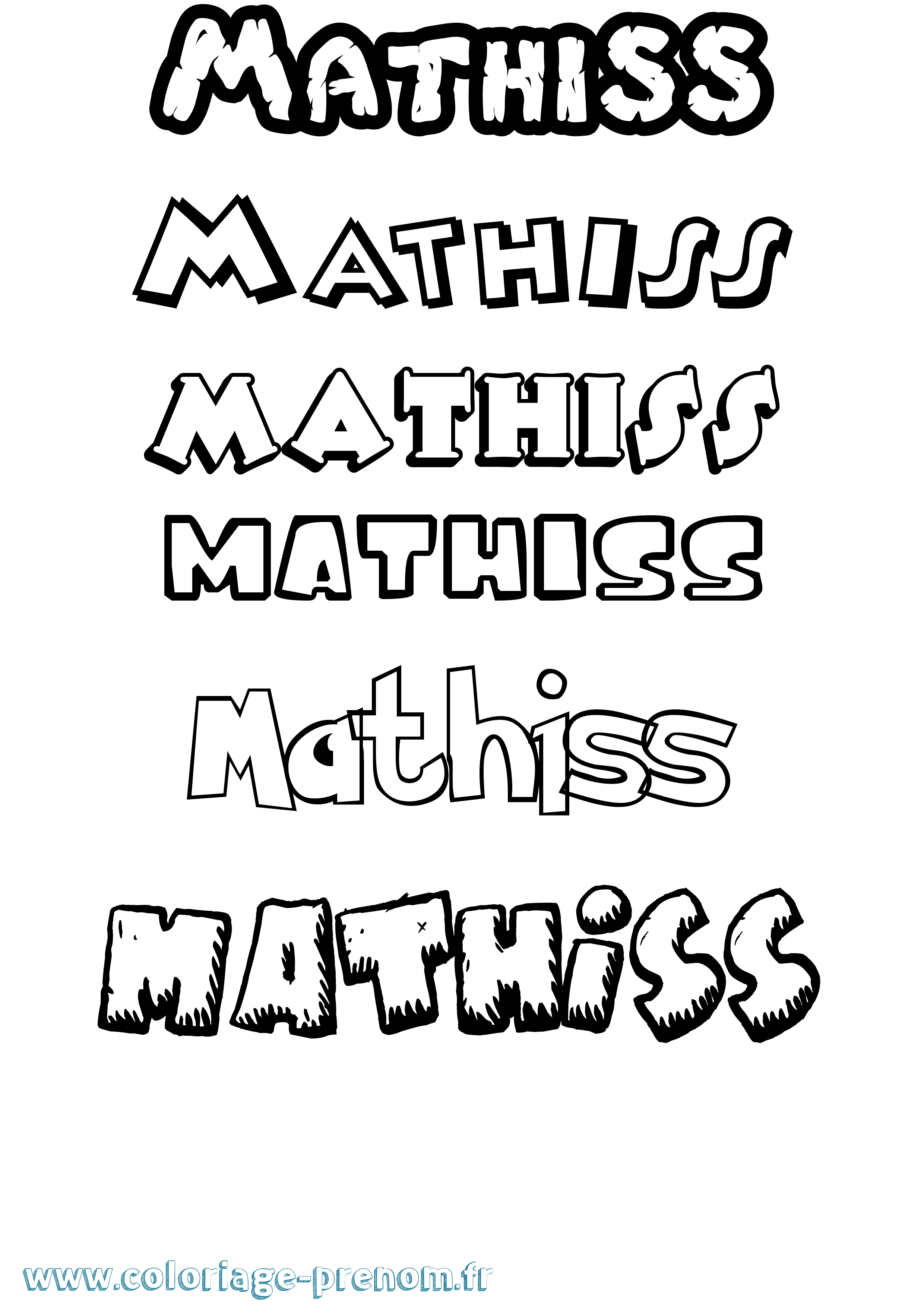 Coloriage prénom Mathiss Dessin Animé