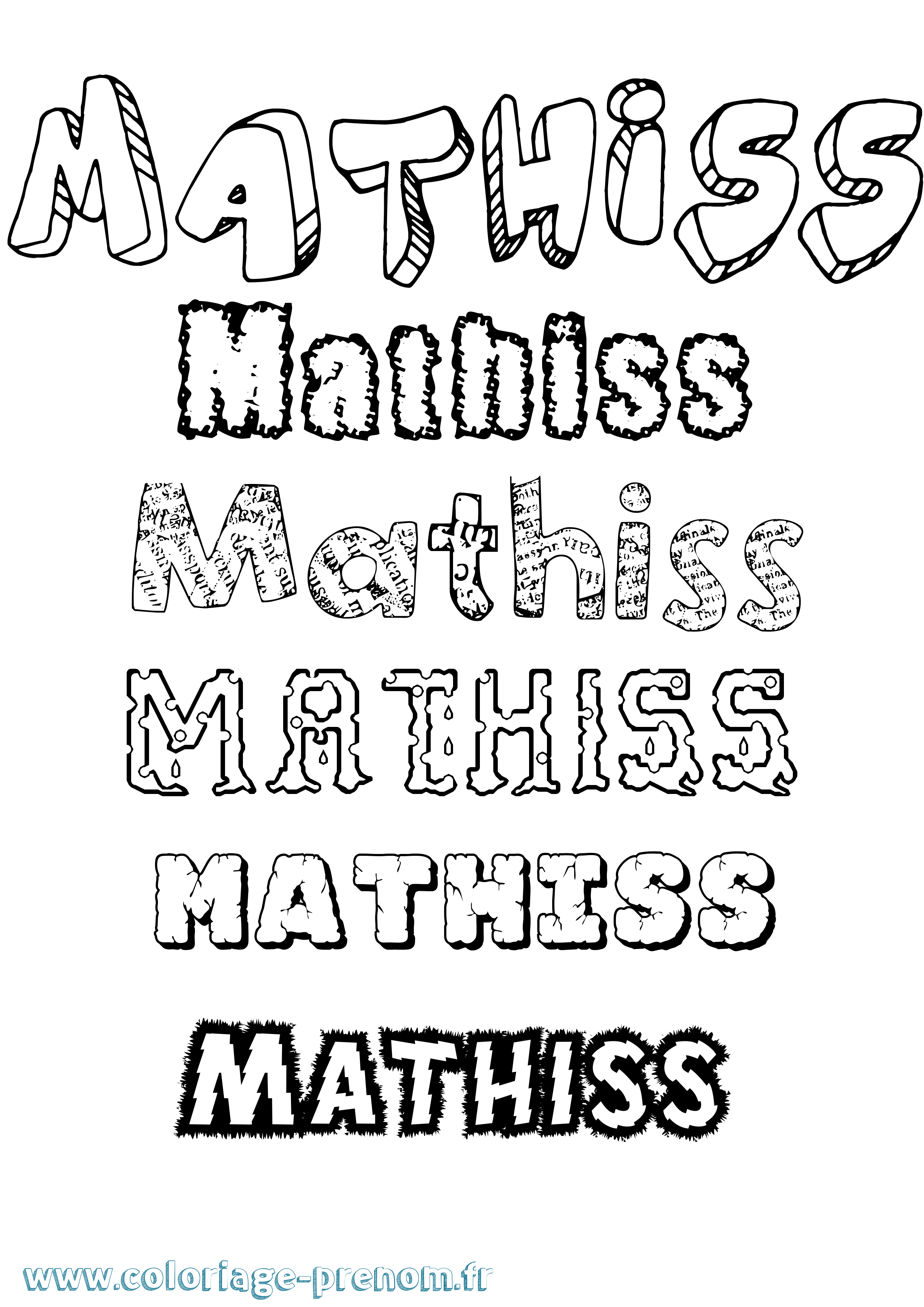 Coloriage prénom Mathiss Destructuré