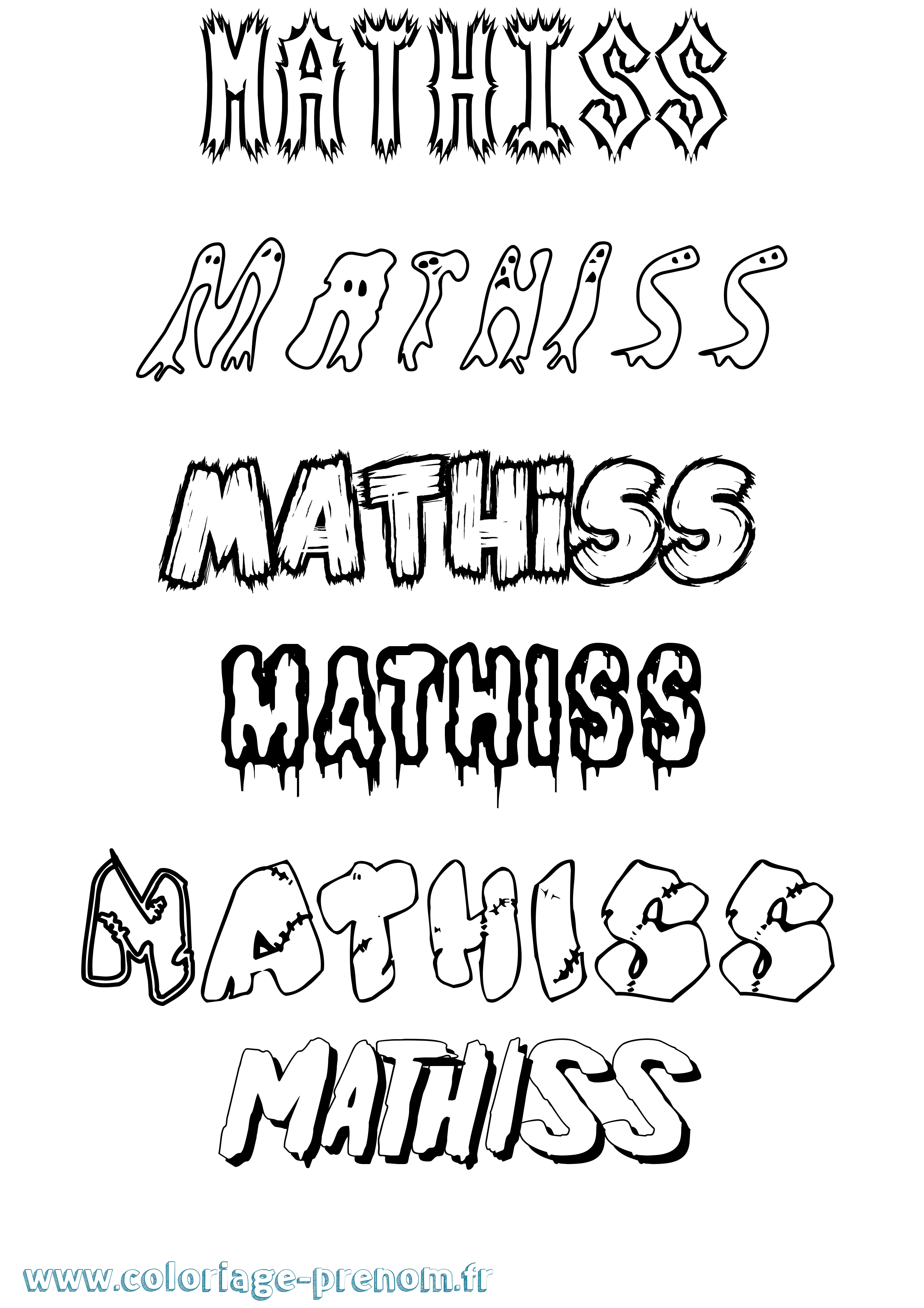 Coloriage prénom Mathiss Frisson