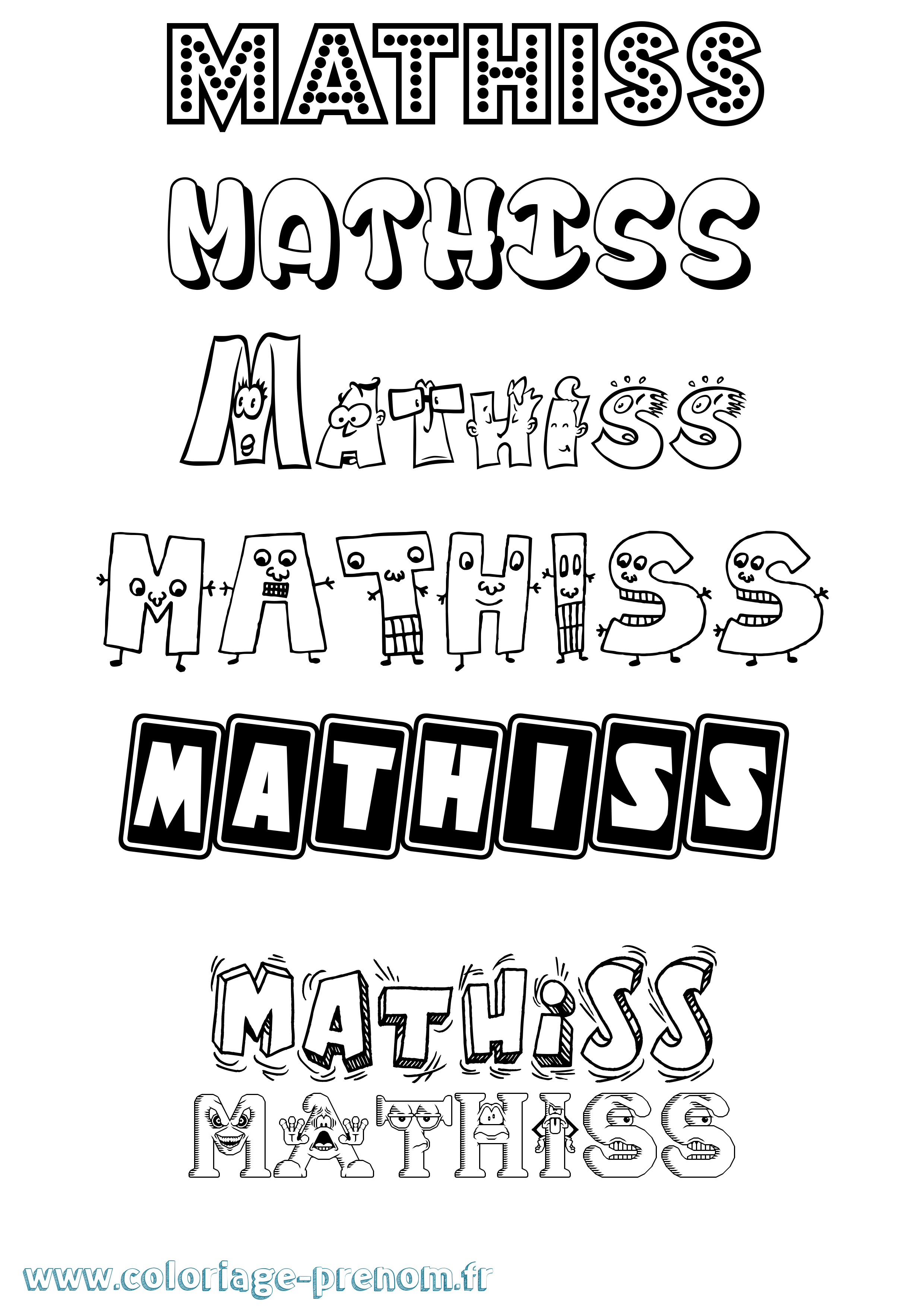 Coloriage prénom Mathiss Fun