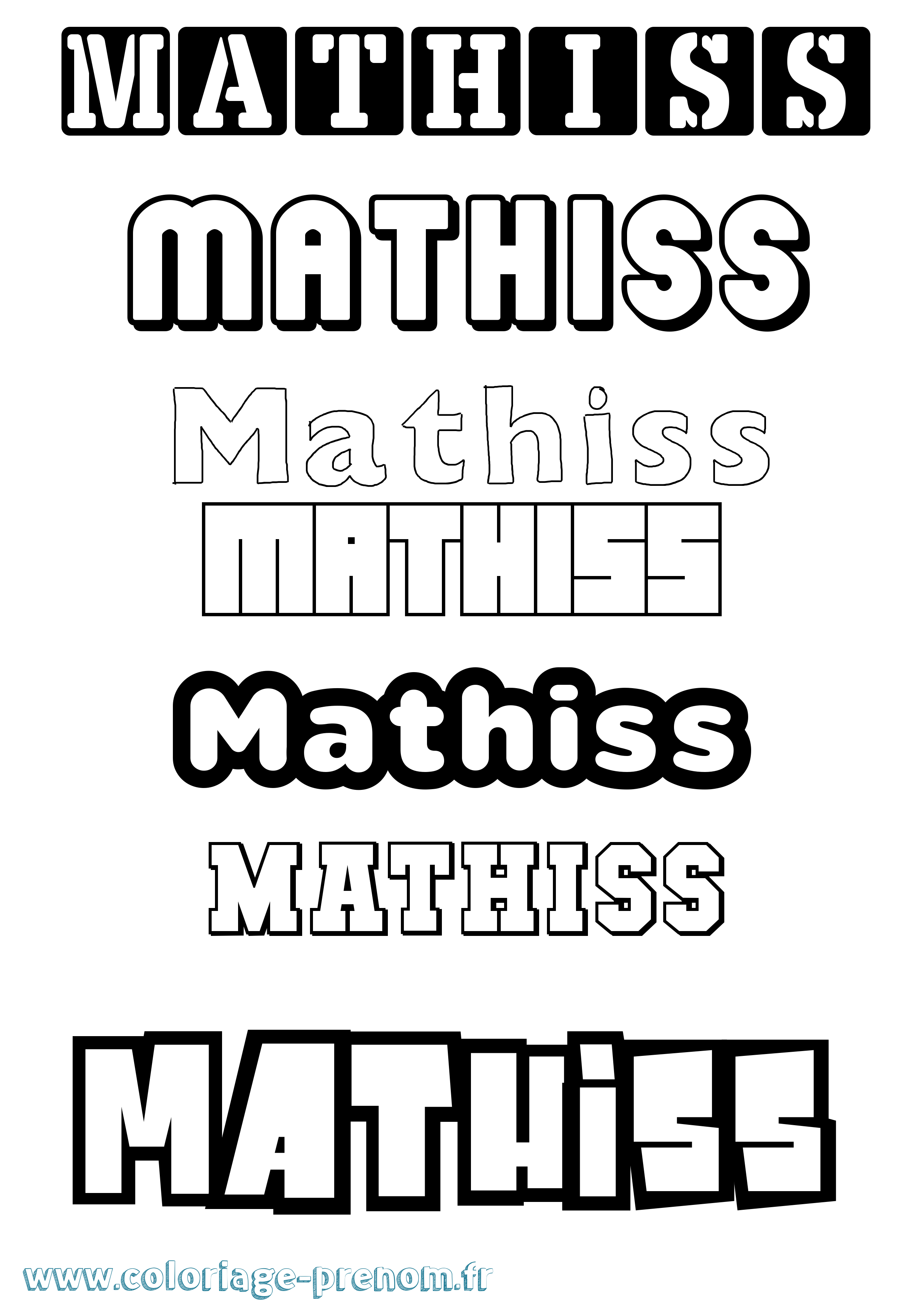 Coloriage prénom Mathiss Simple
