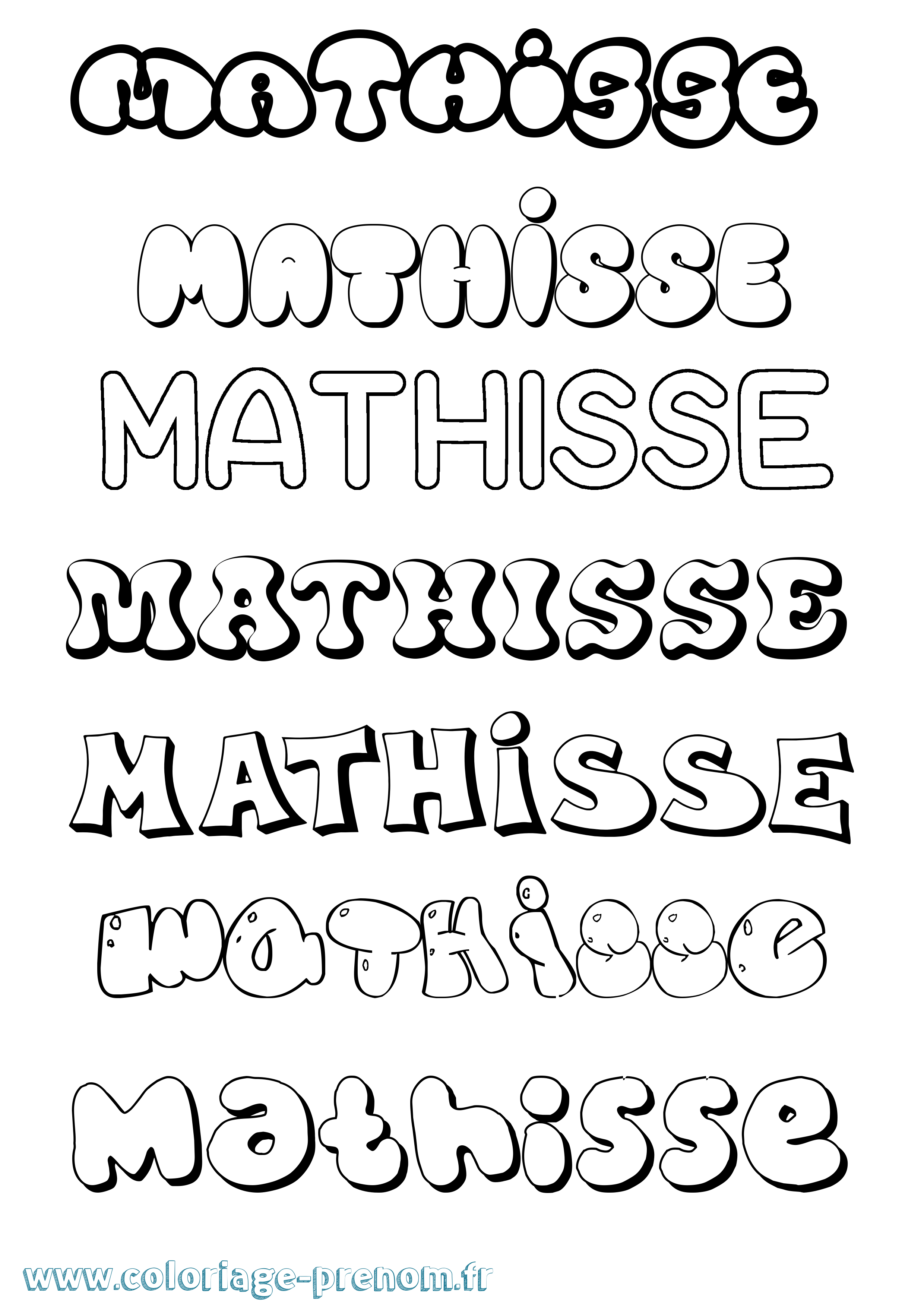 Coloriage prénom Mathisse Bubble