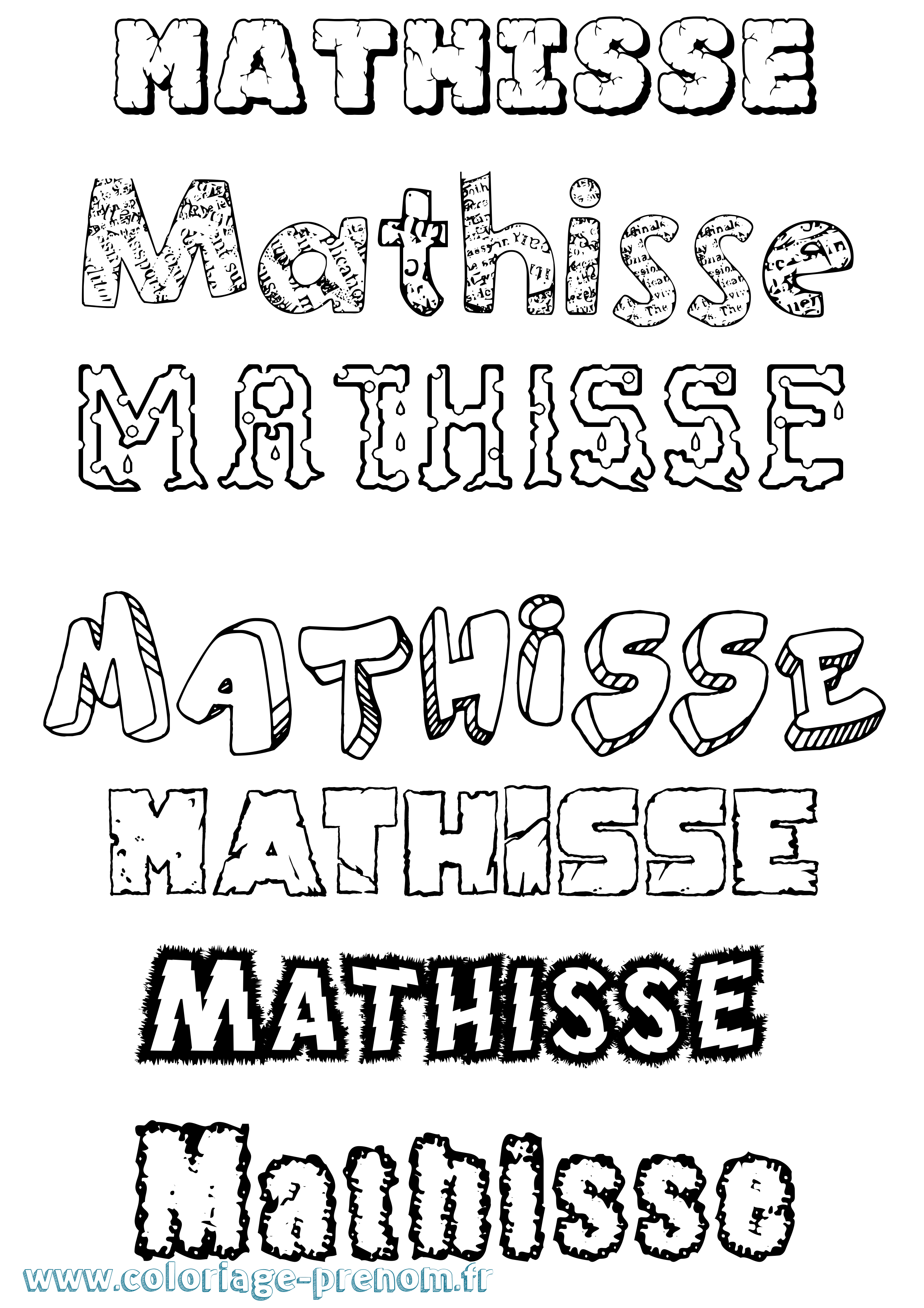 Coloriage prénom Mathisse Destructuré