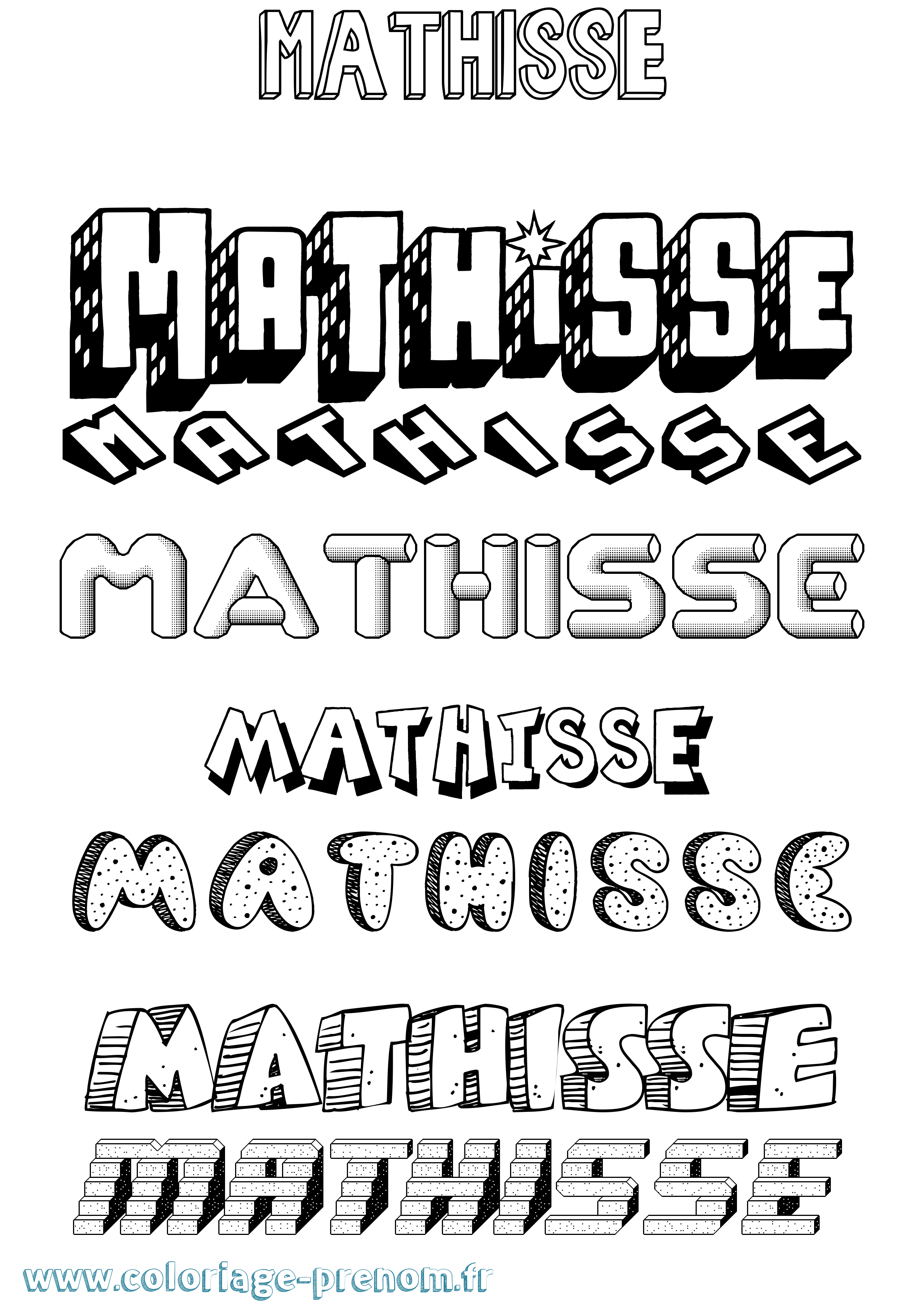 Coloriage prénom Mathisse Effet 3D