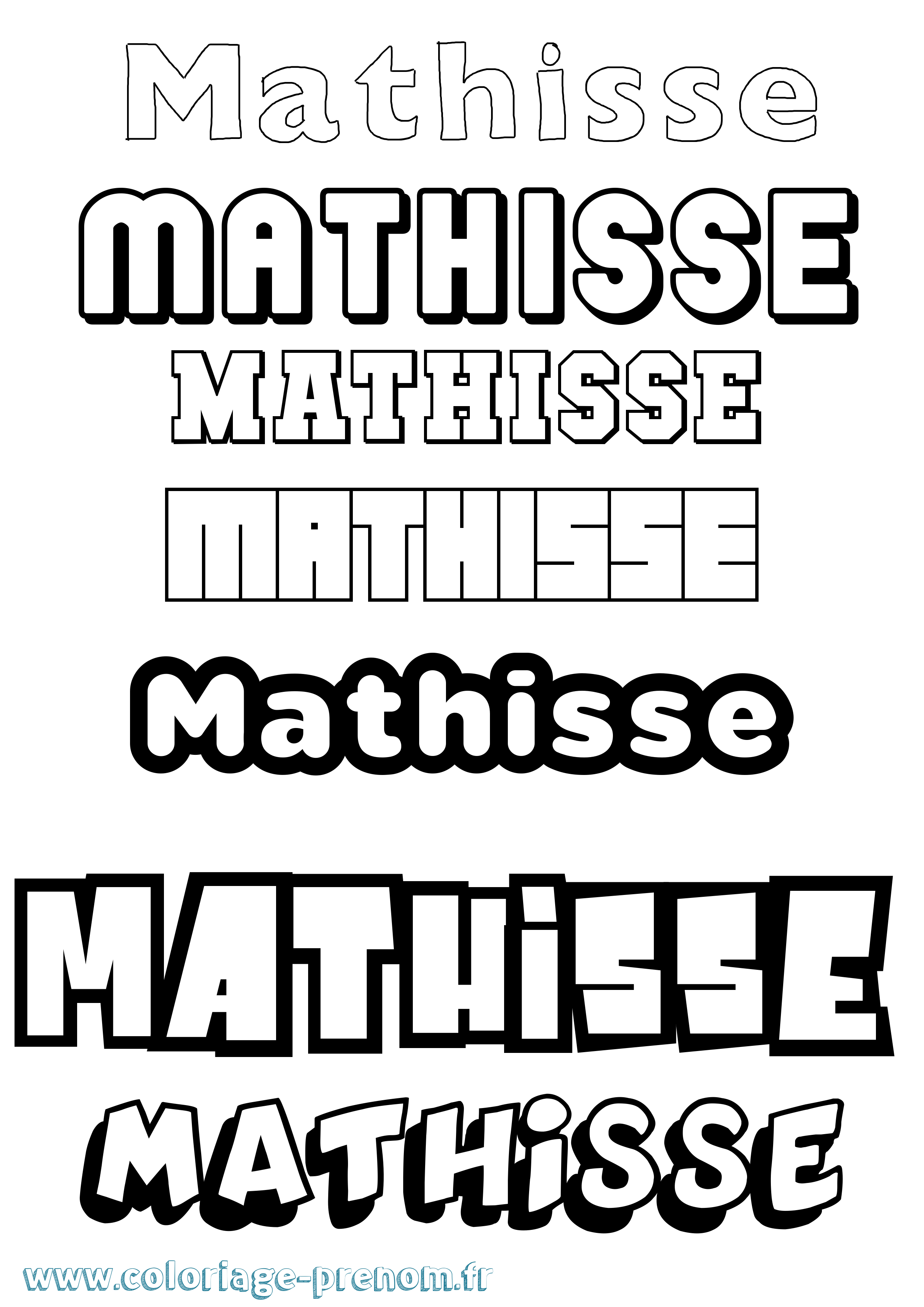 Coloriage prénom Mathisse Simple