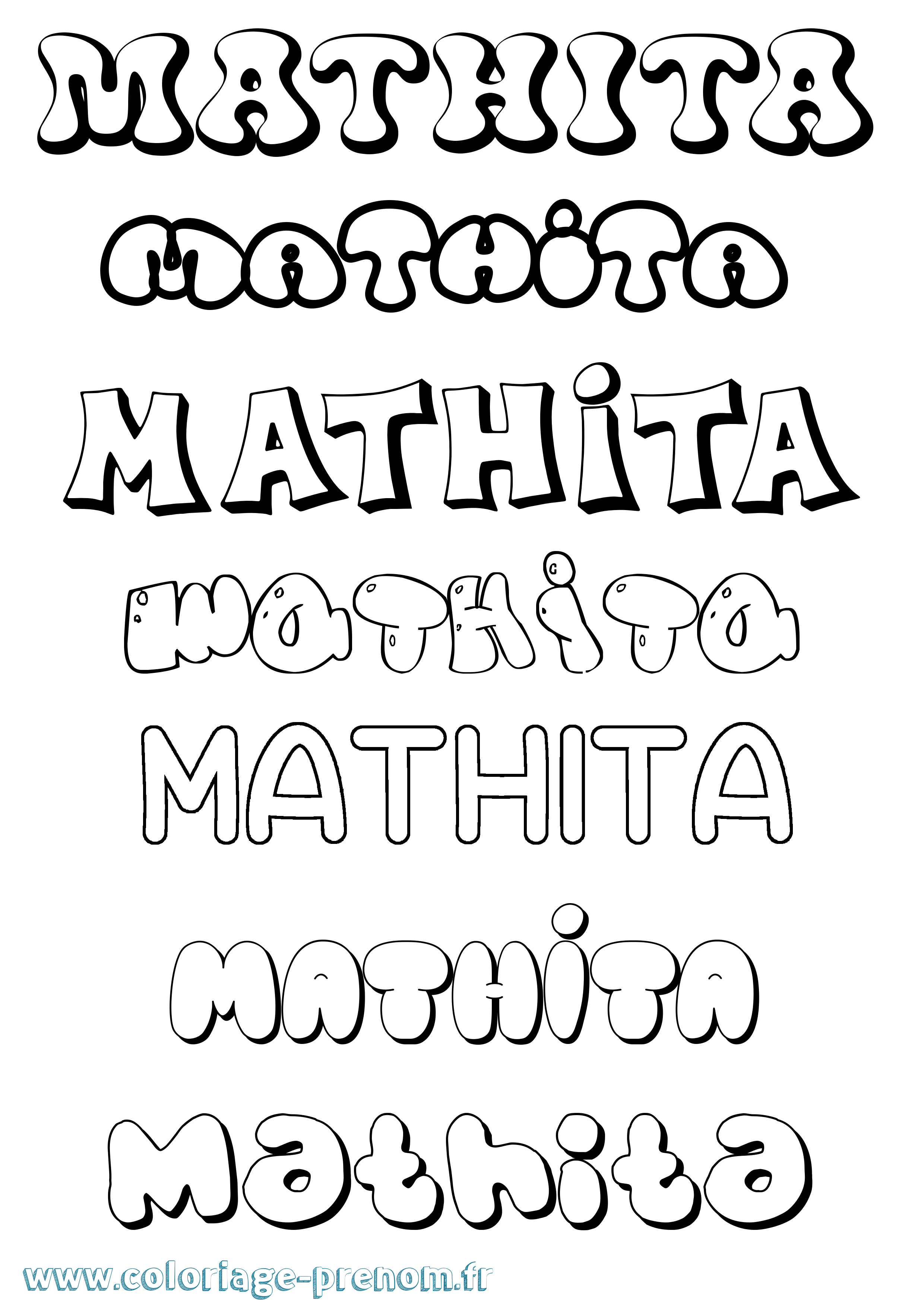 Coloriage prénom Mathita Bubble
