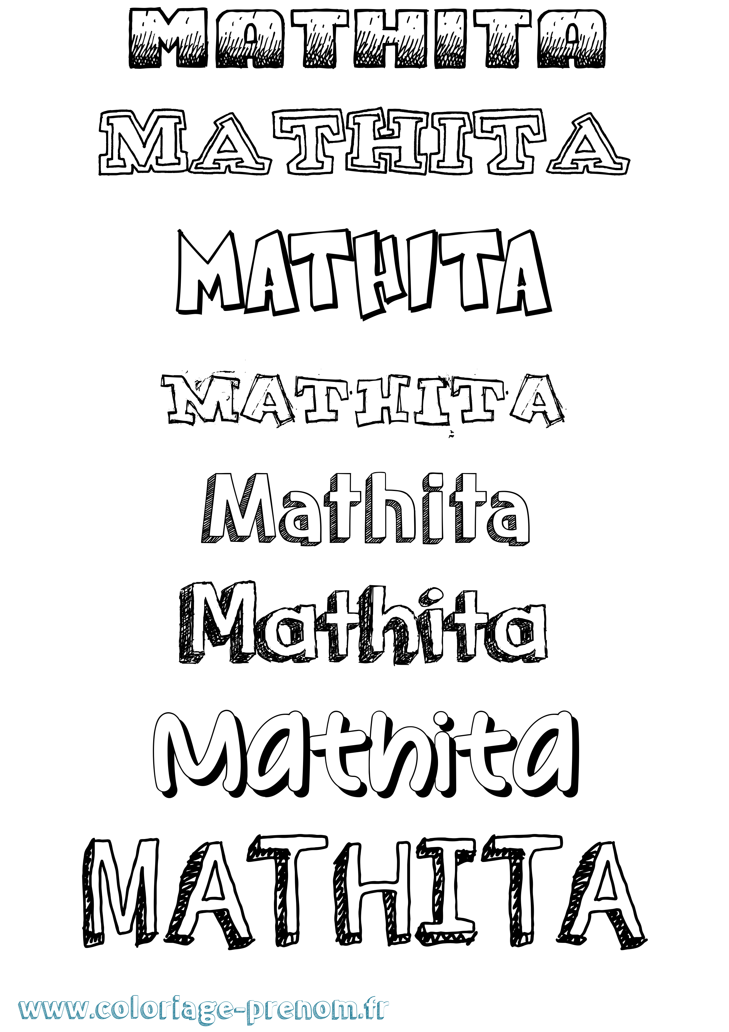 Coloriage prénom Mathita Dessiné