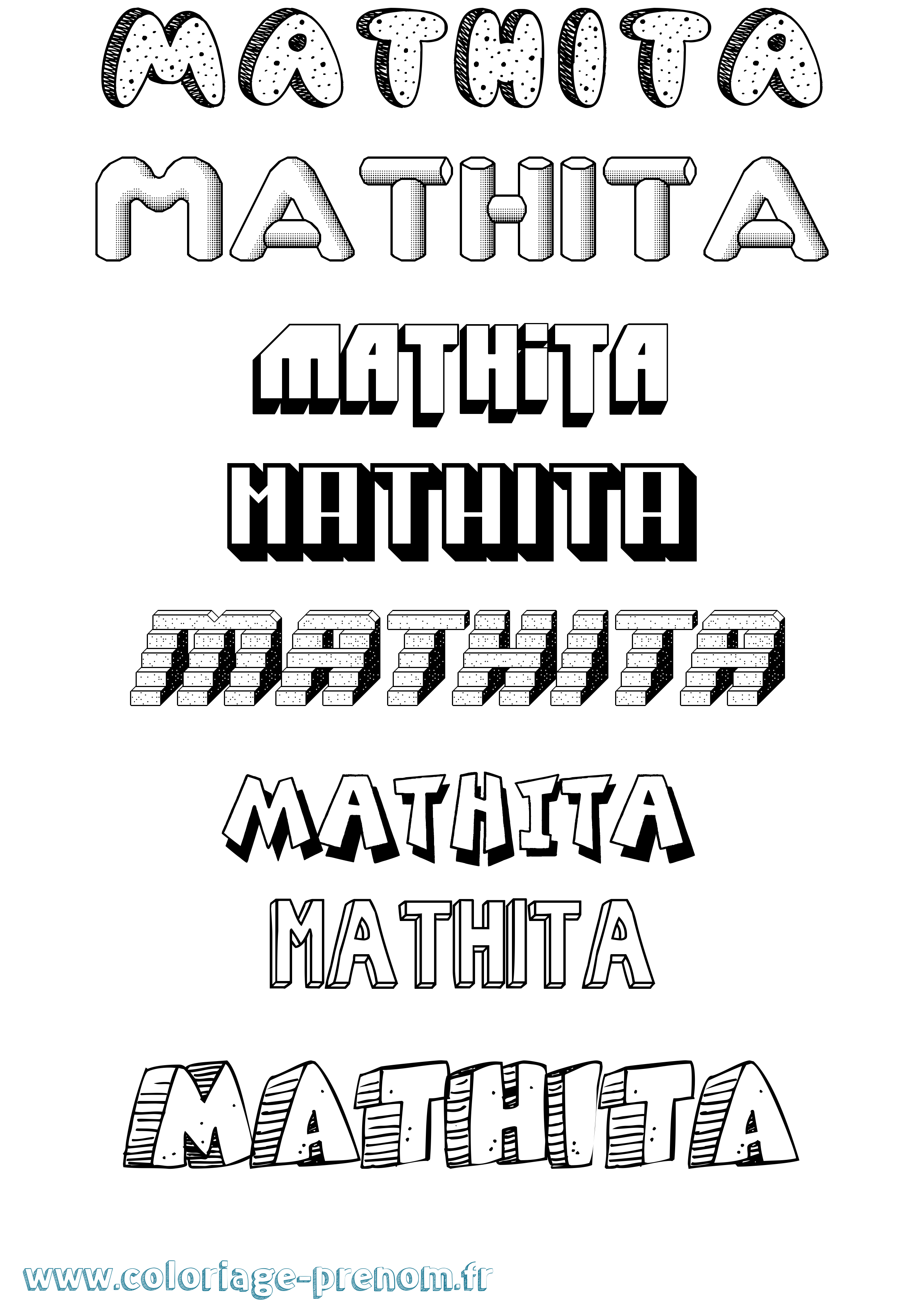 Coloriage prénom Mathita Effet 3D