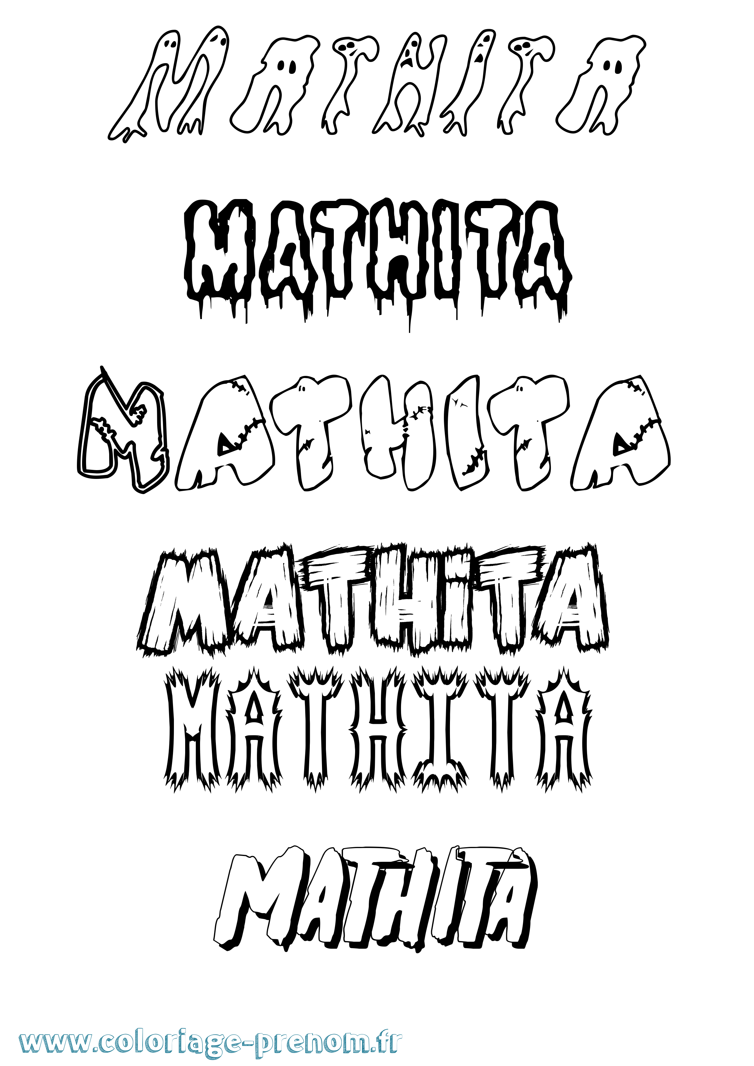 Coloriage prénom Mathita Frisson