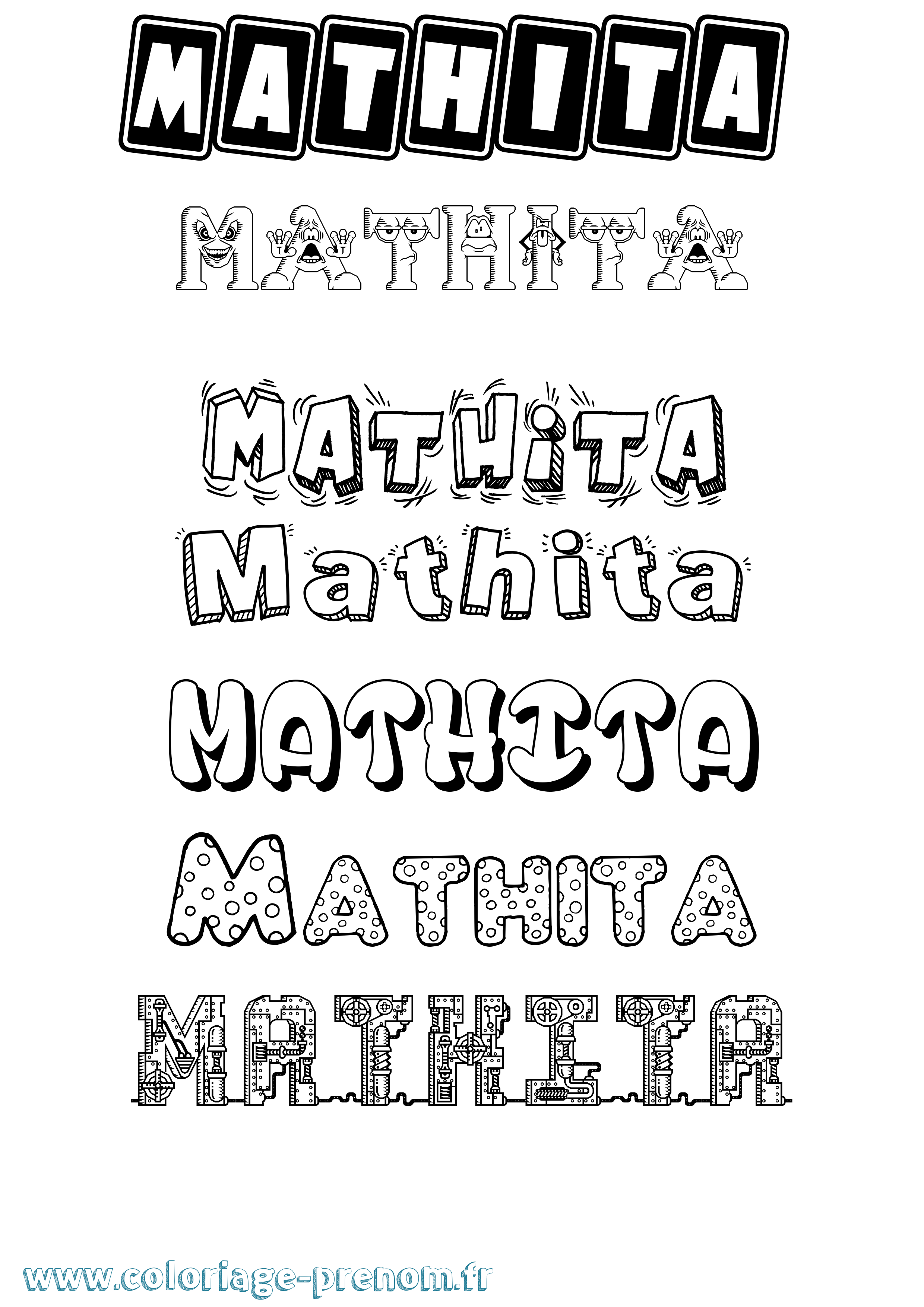 Coloriage prénom Mathita Fun