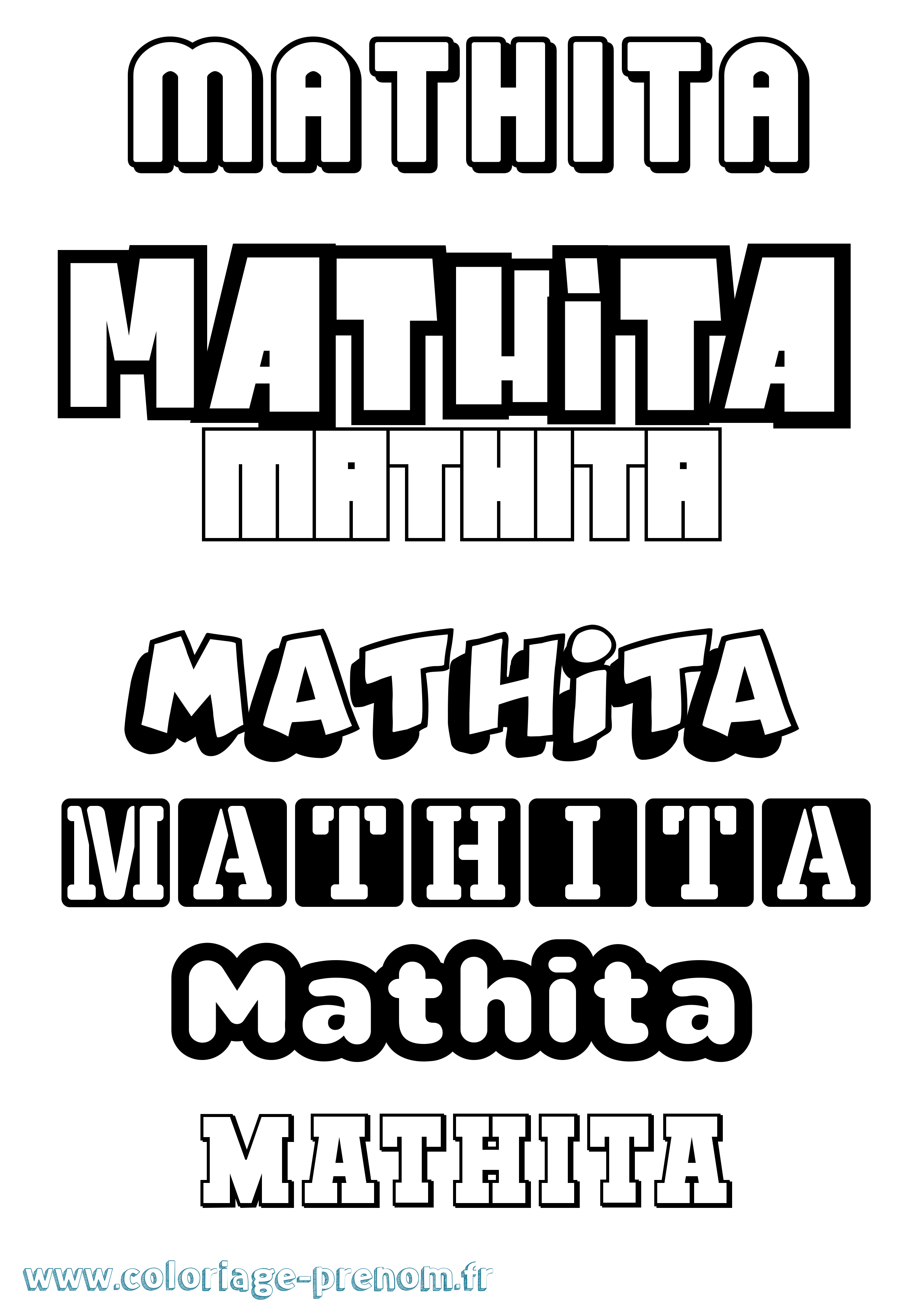 Coloriage prénom Mathita Simple