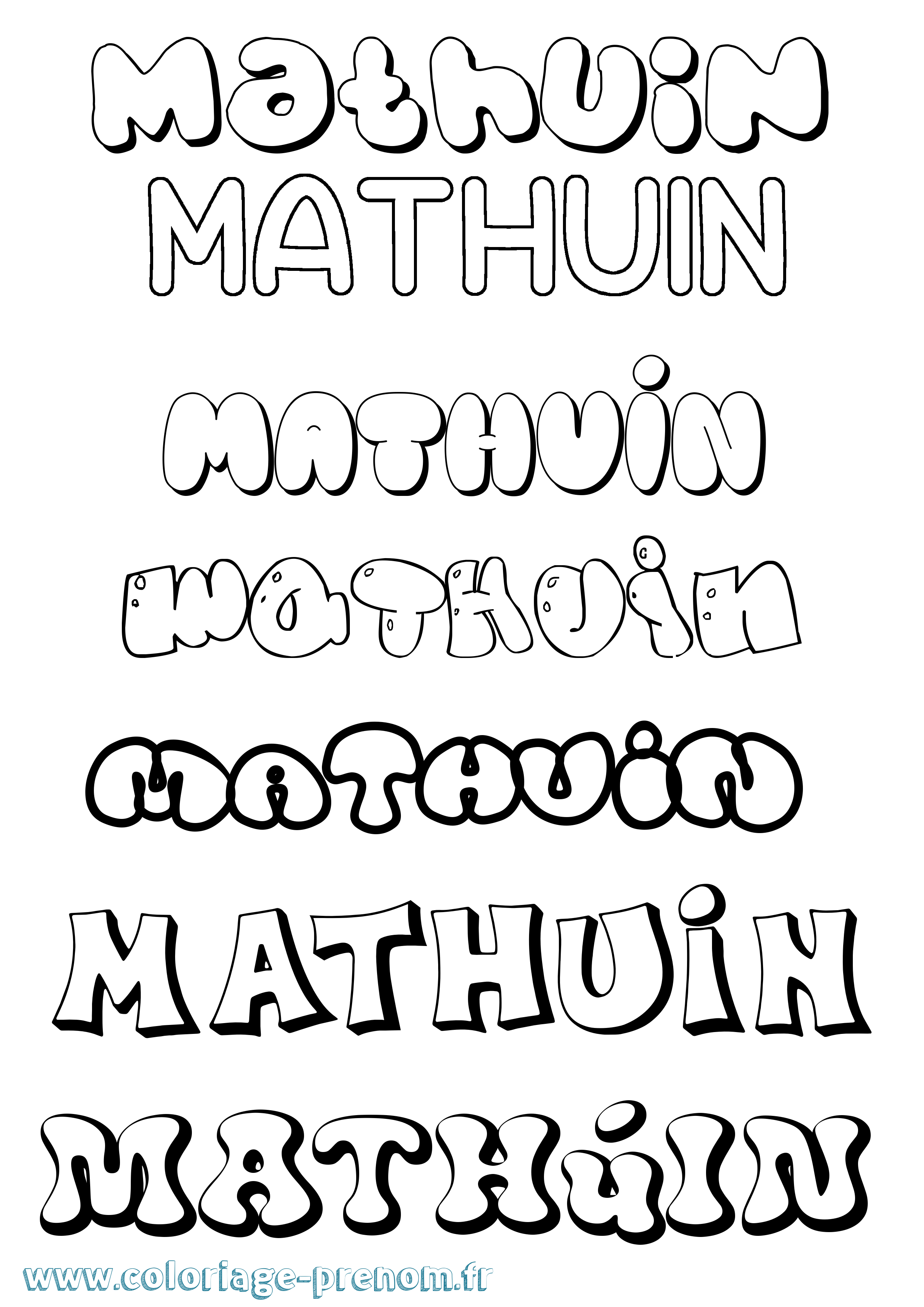 Coloriage prénom Mathúin Bubble