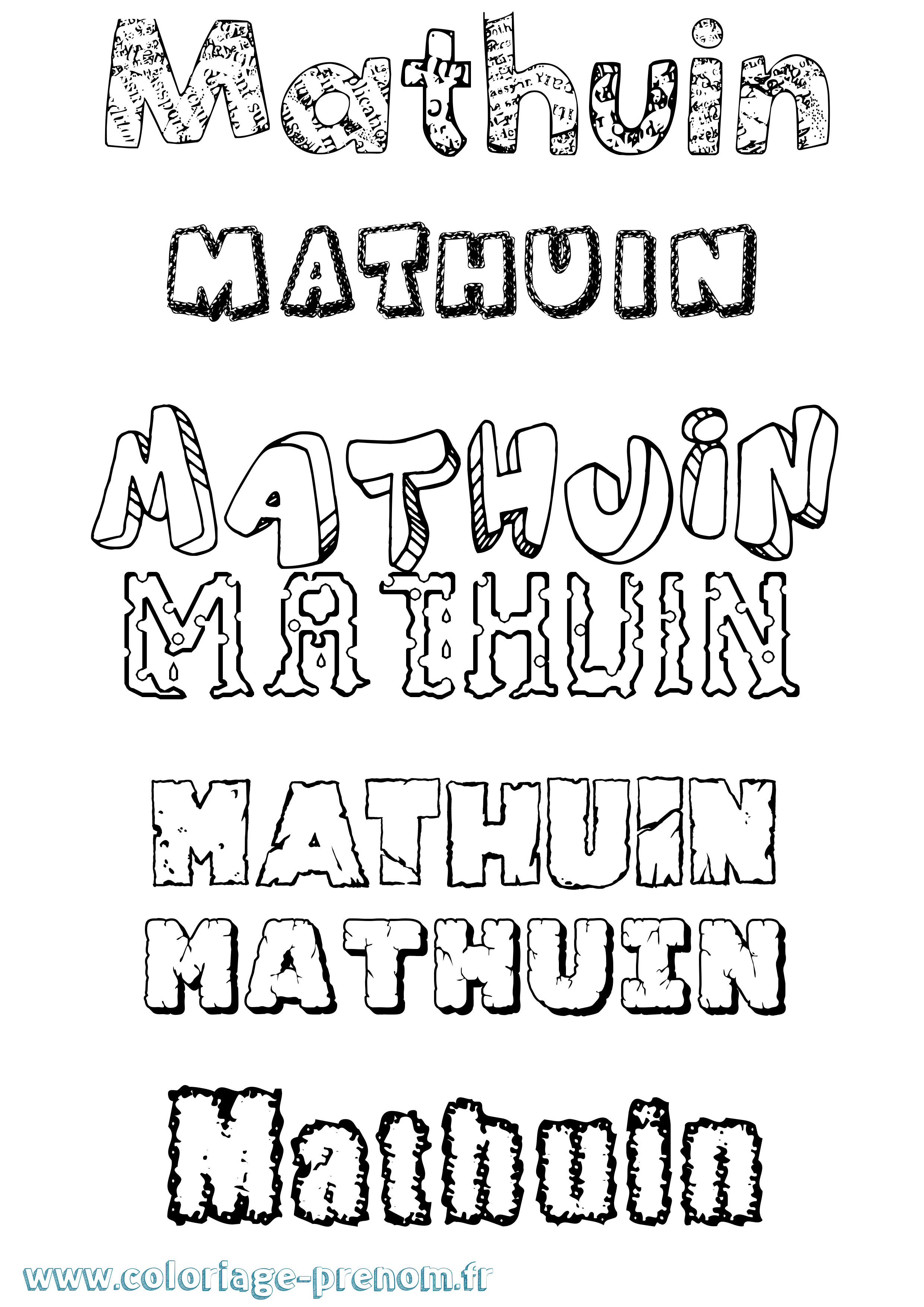 Coloriage prénom Mathúin Destructuré