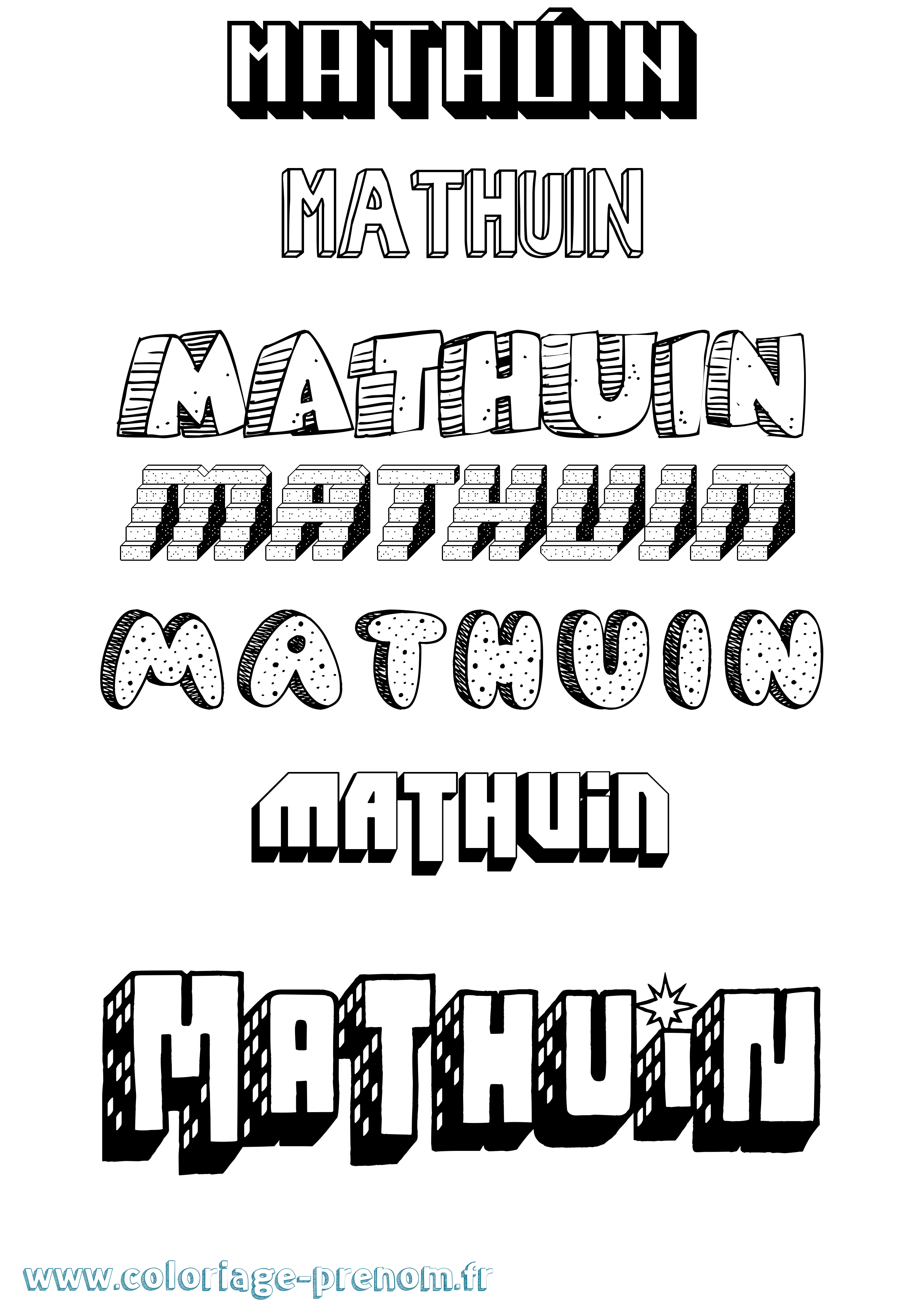 Coloriage prénom Mathúin Effet 3D