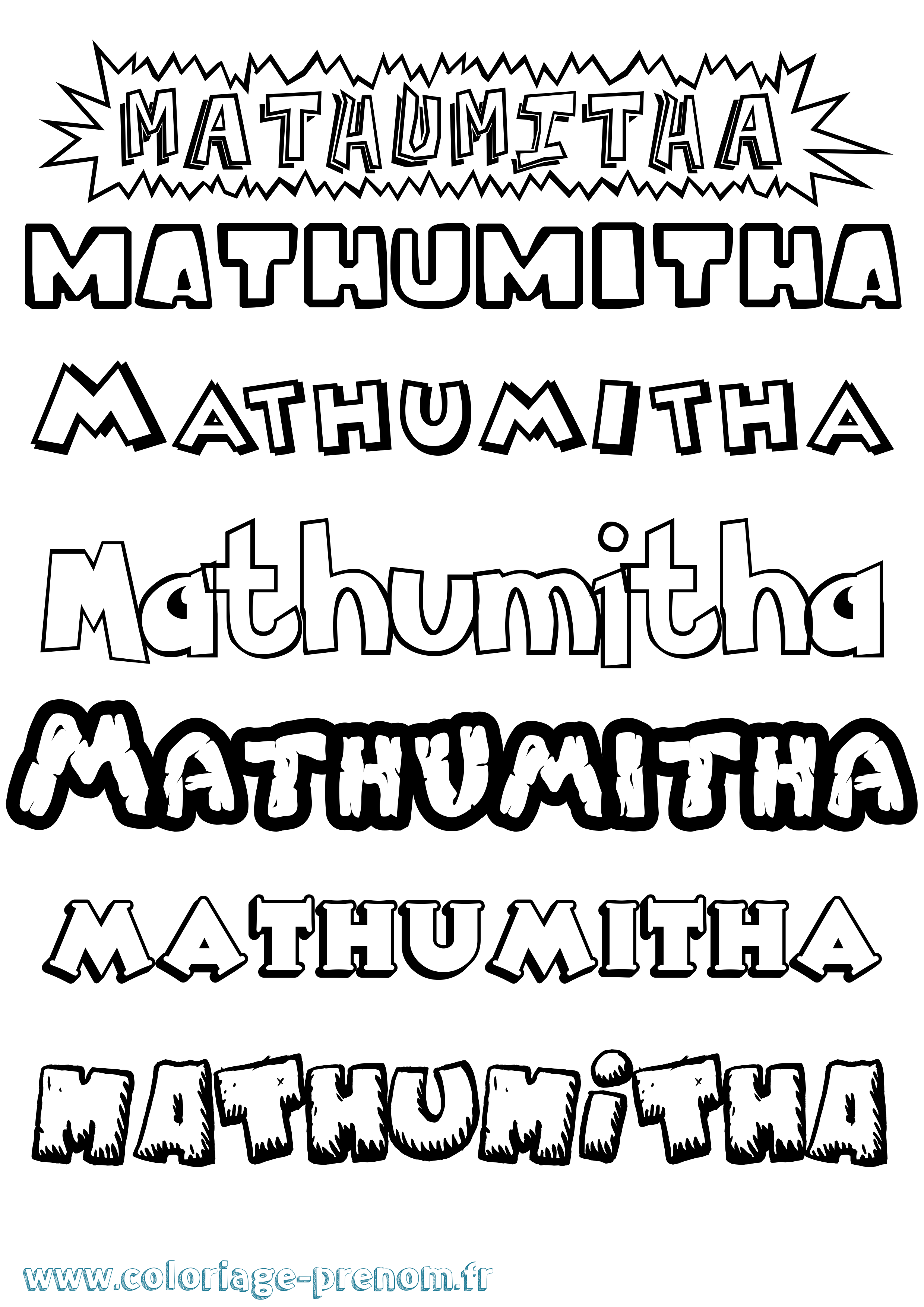 Coloriage prénom Mathumitha Dessin Animé