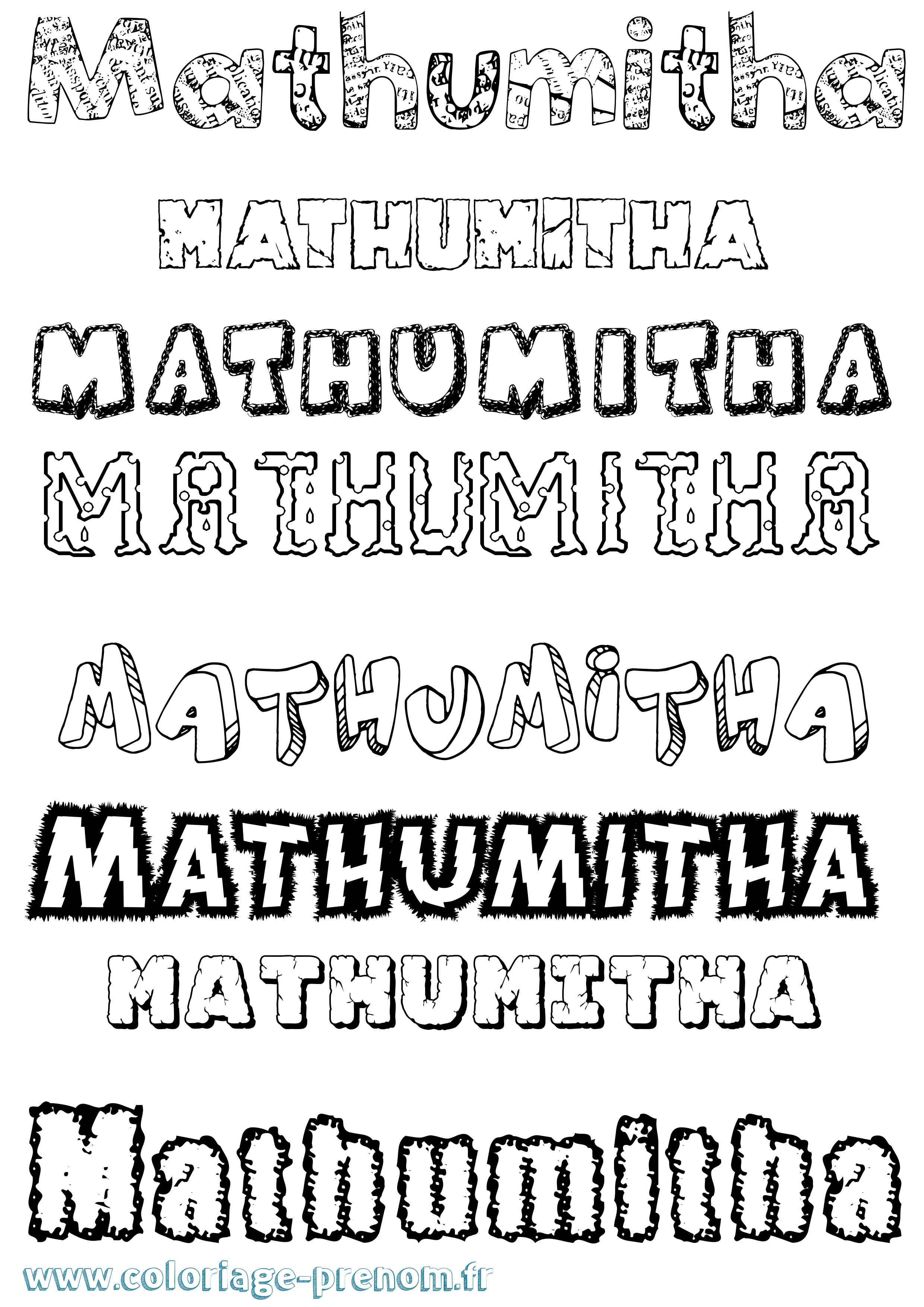 Coloriage prénom Mathumitha Destructuré
