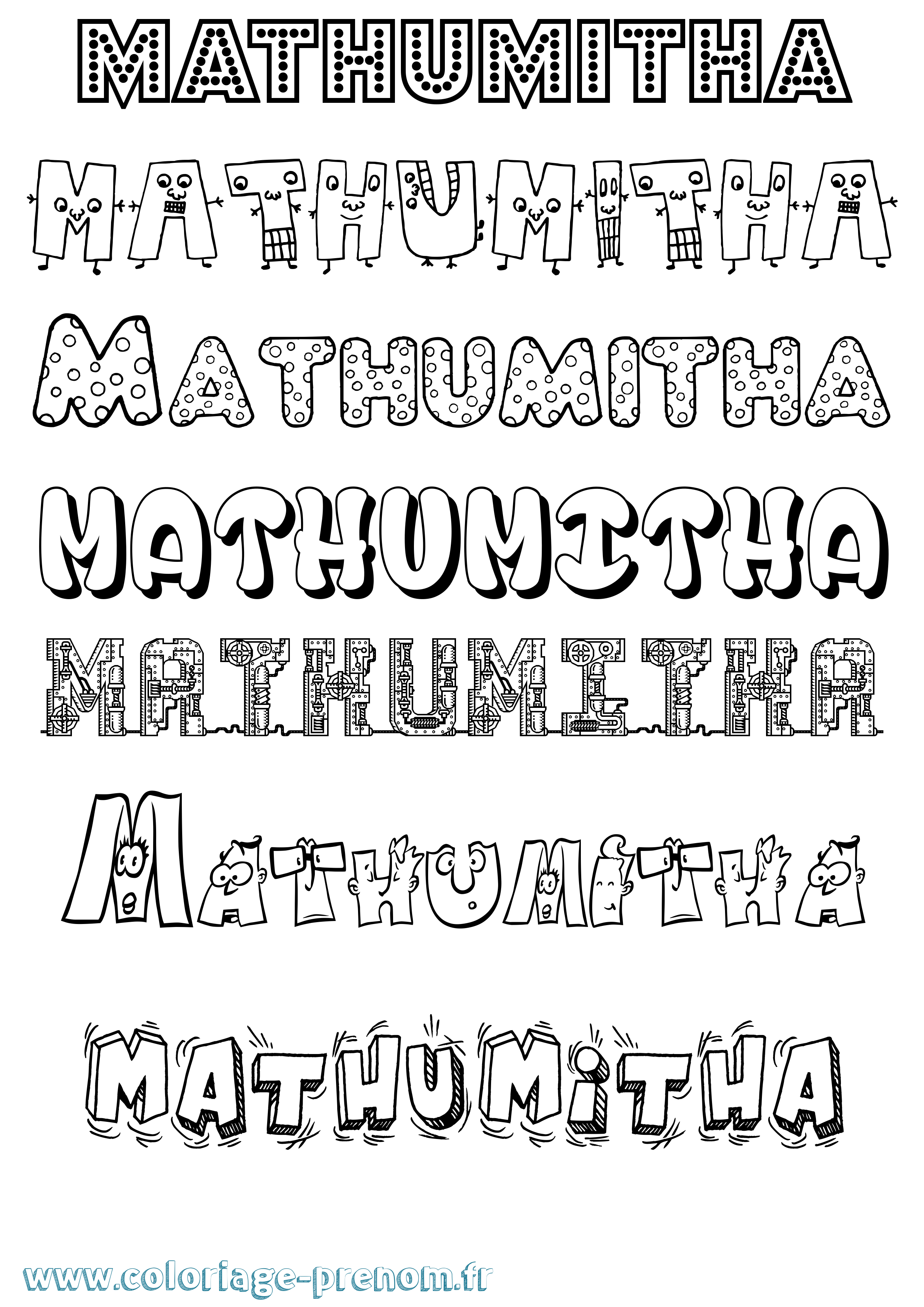 Coloriage prénom Mathumitha Fun