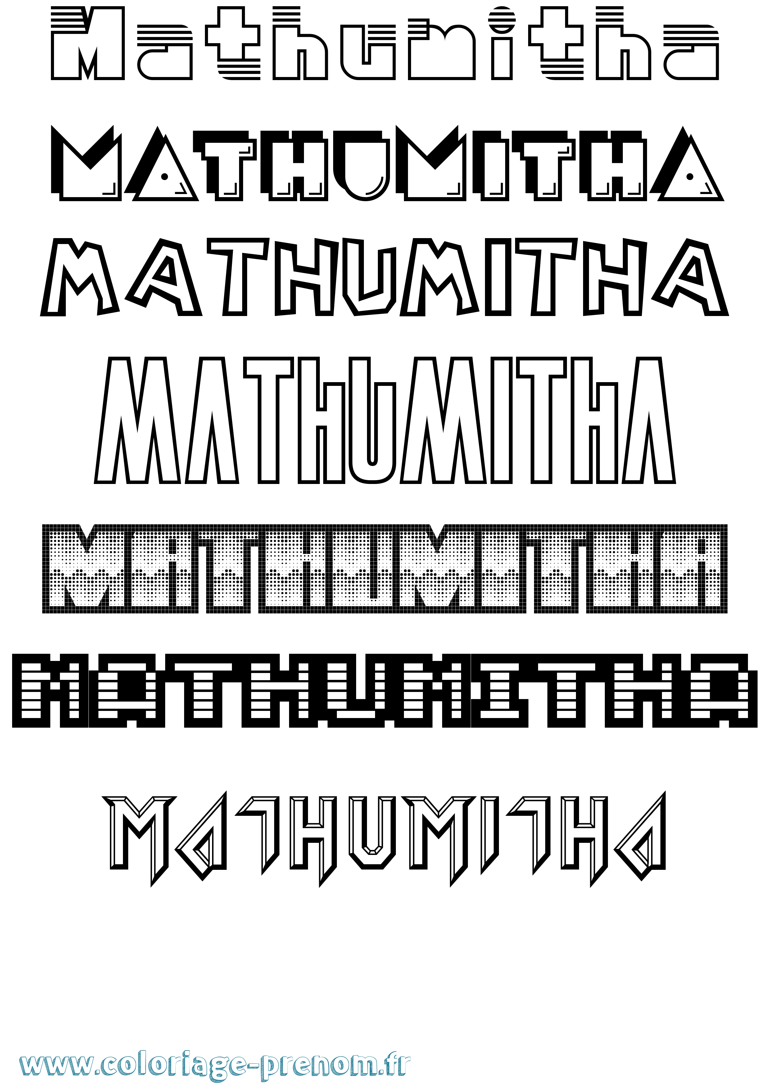 Coloriage prénom Mathumitha Jeux Vidéos