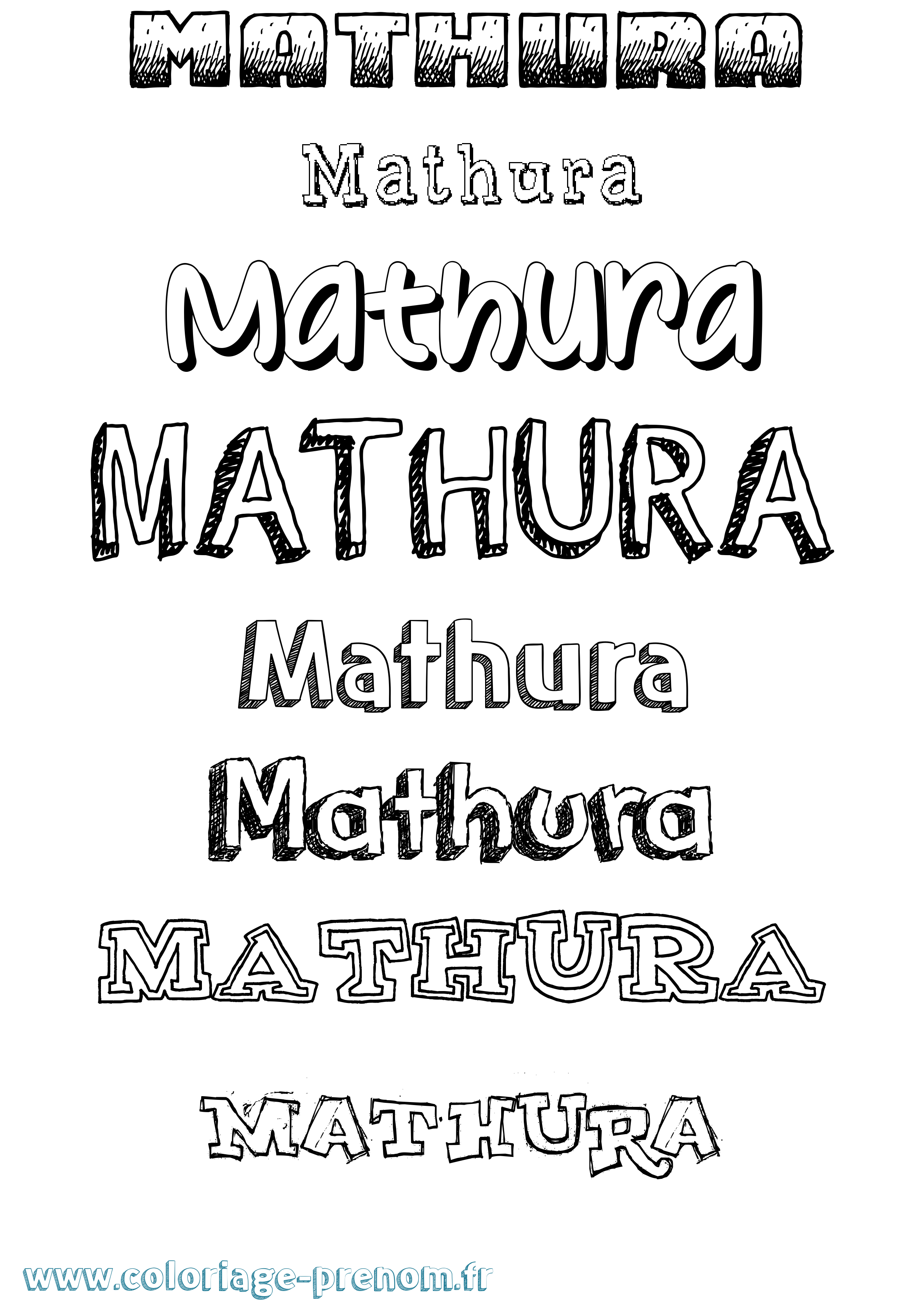 Coloriage prénom Mathura Dessiné