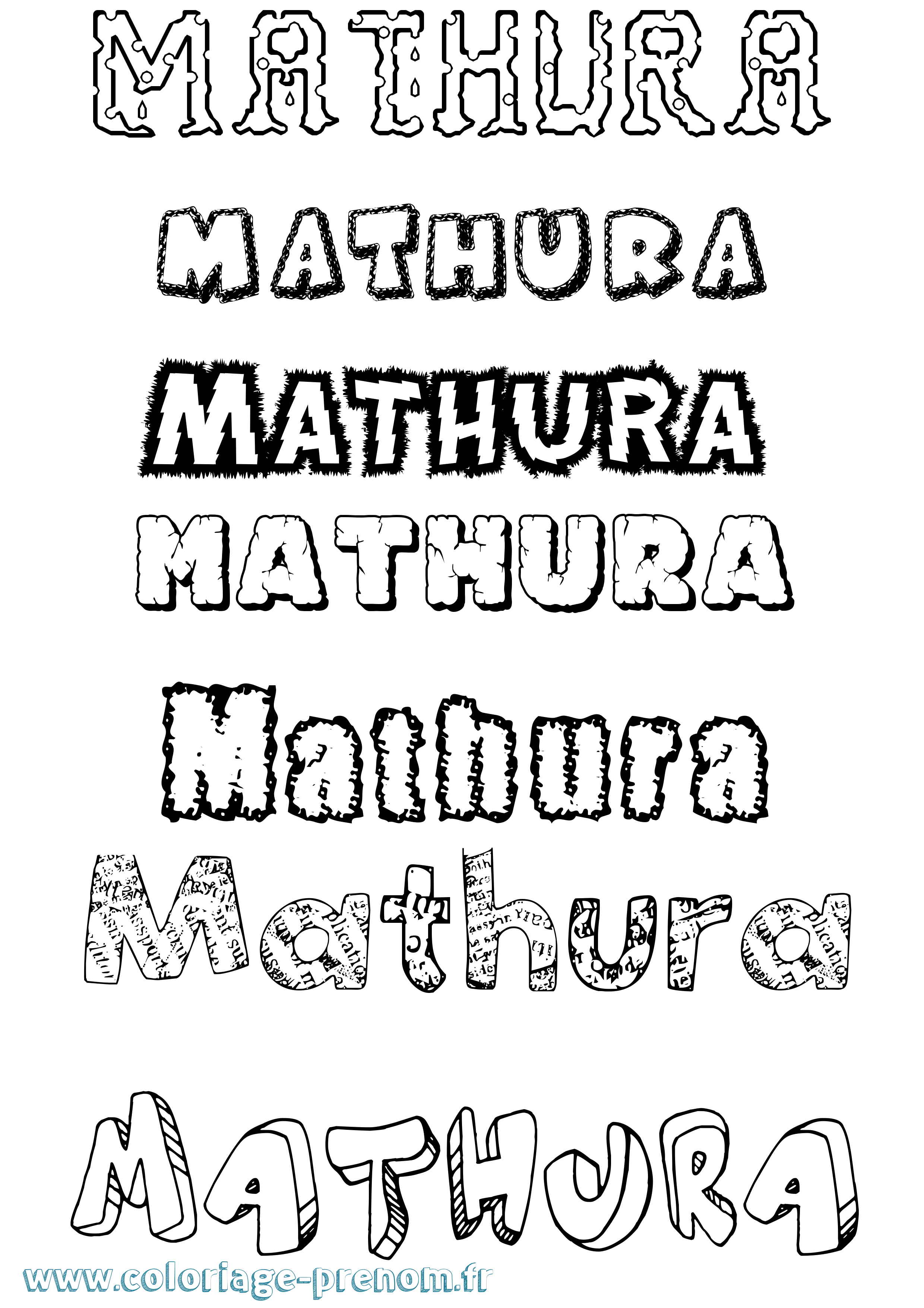 Coloriage prénom Mathura Destructuré