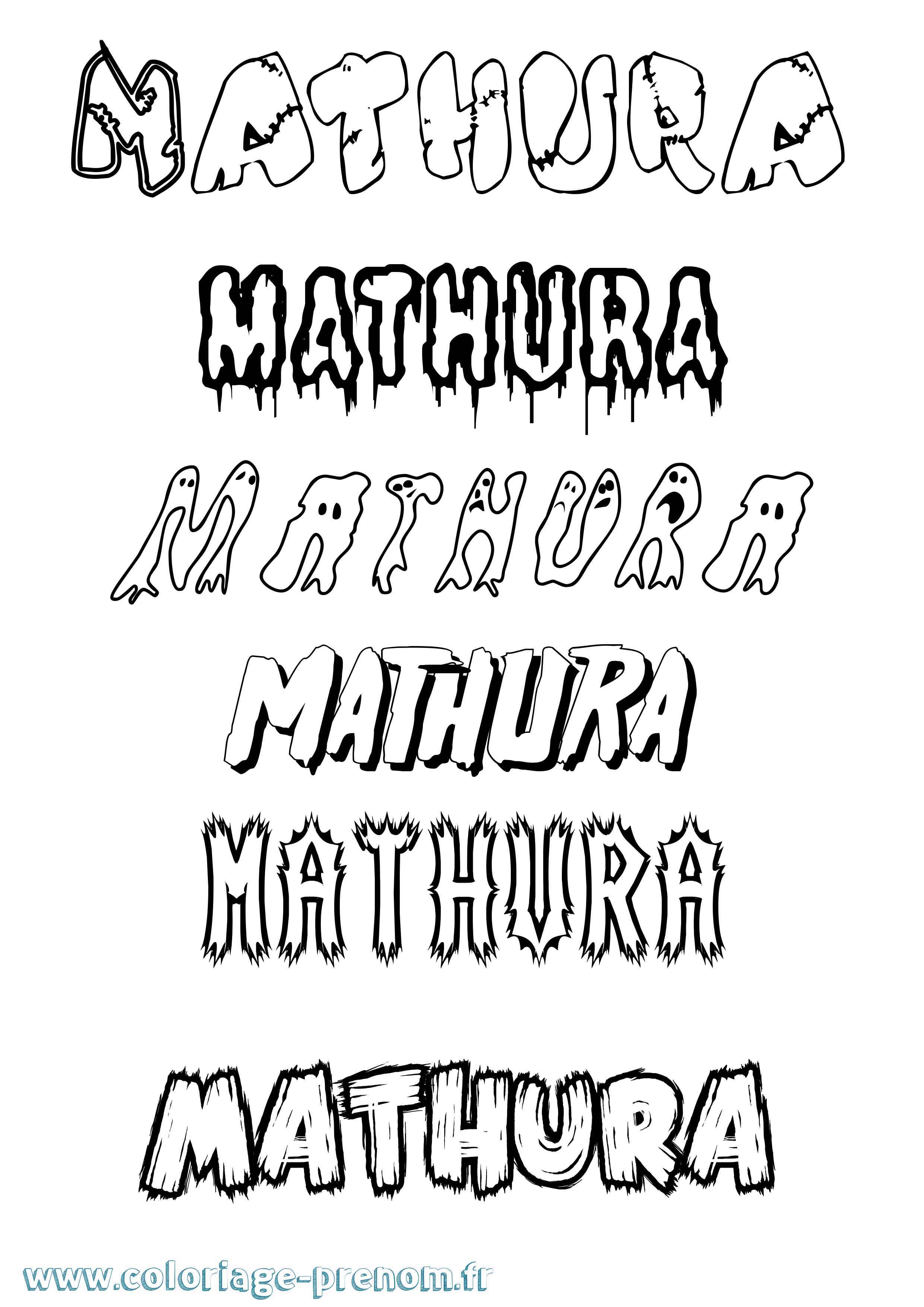 Coloriage prénom Mathura Frisson
