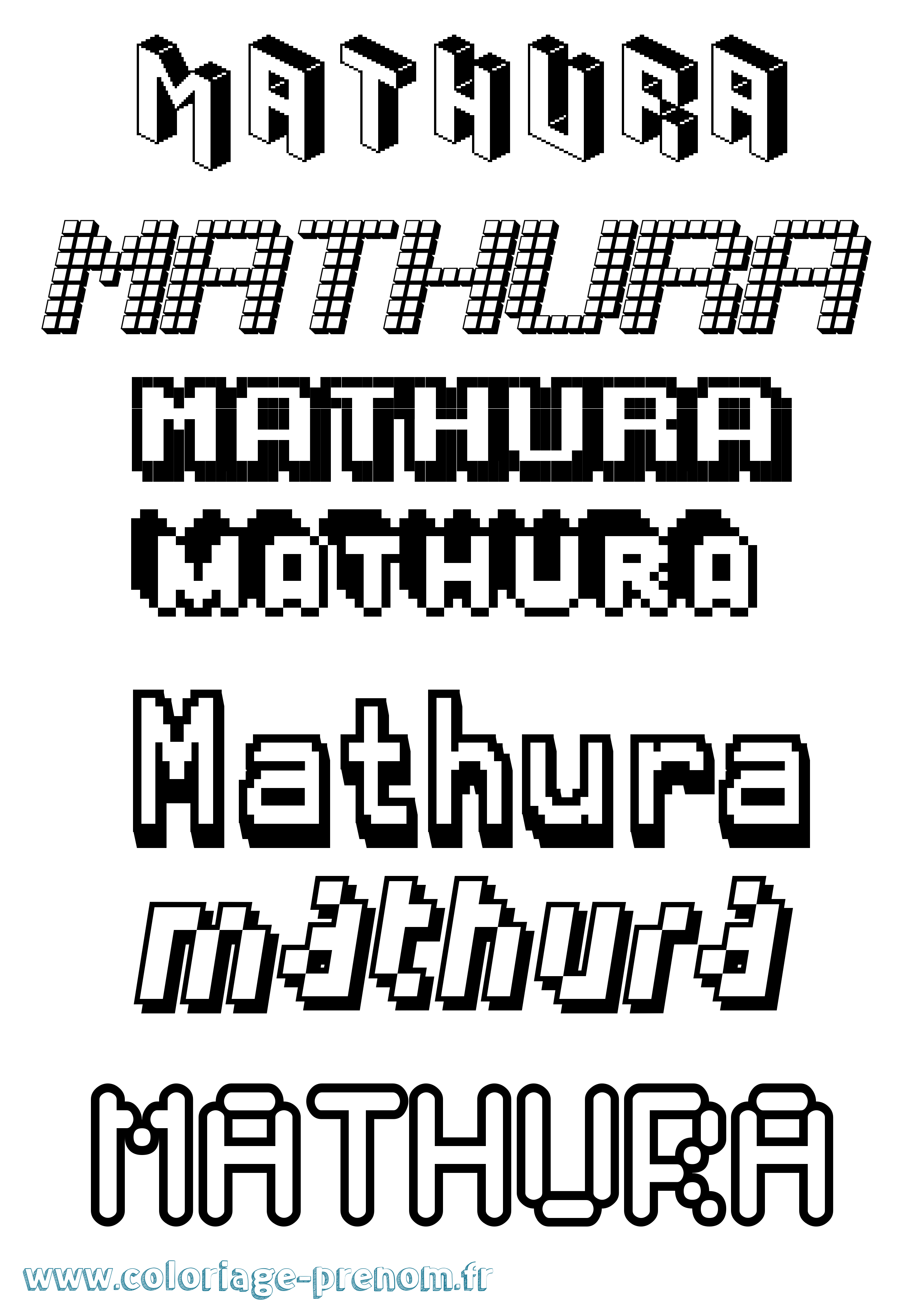 Coloriage prénom Mathura Pixel