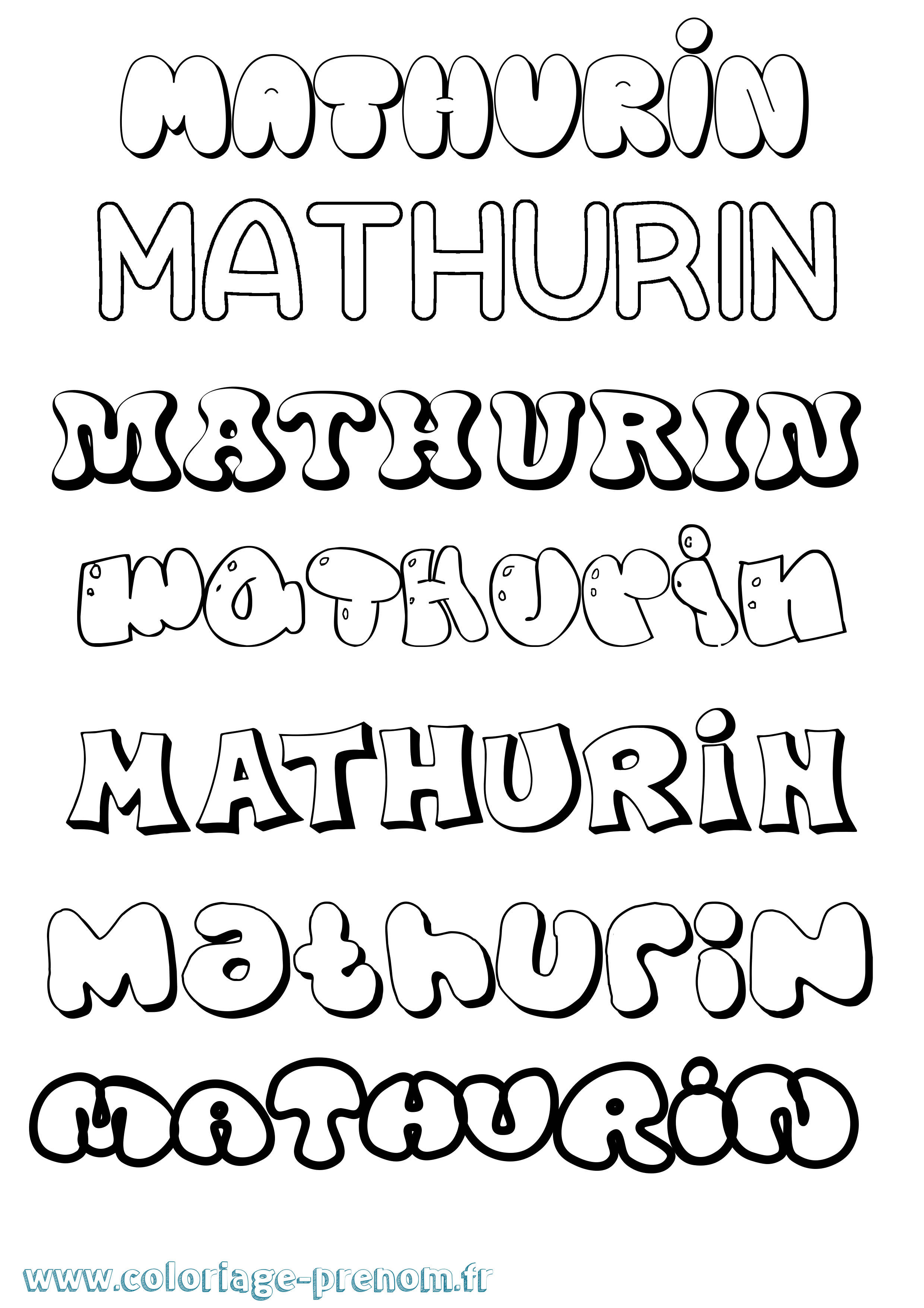 Coloriage prénom Mathurin Bubble