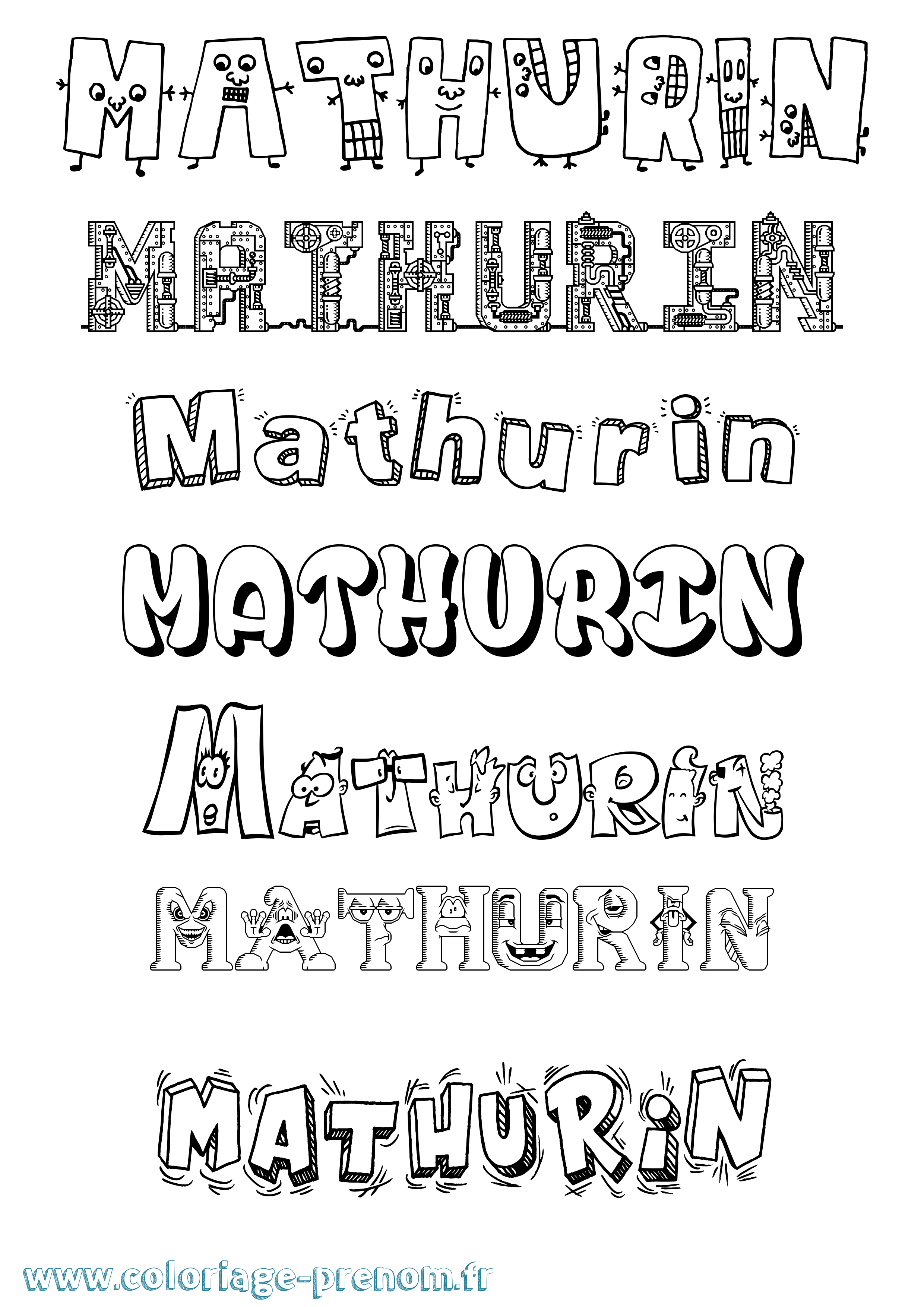 Coloriage prénom Mathurin Fun
