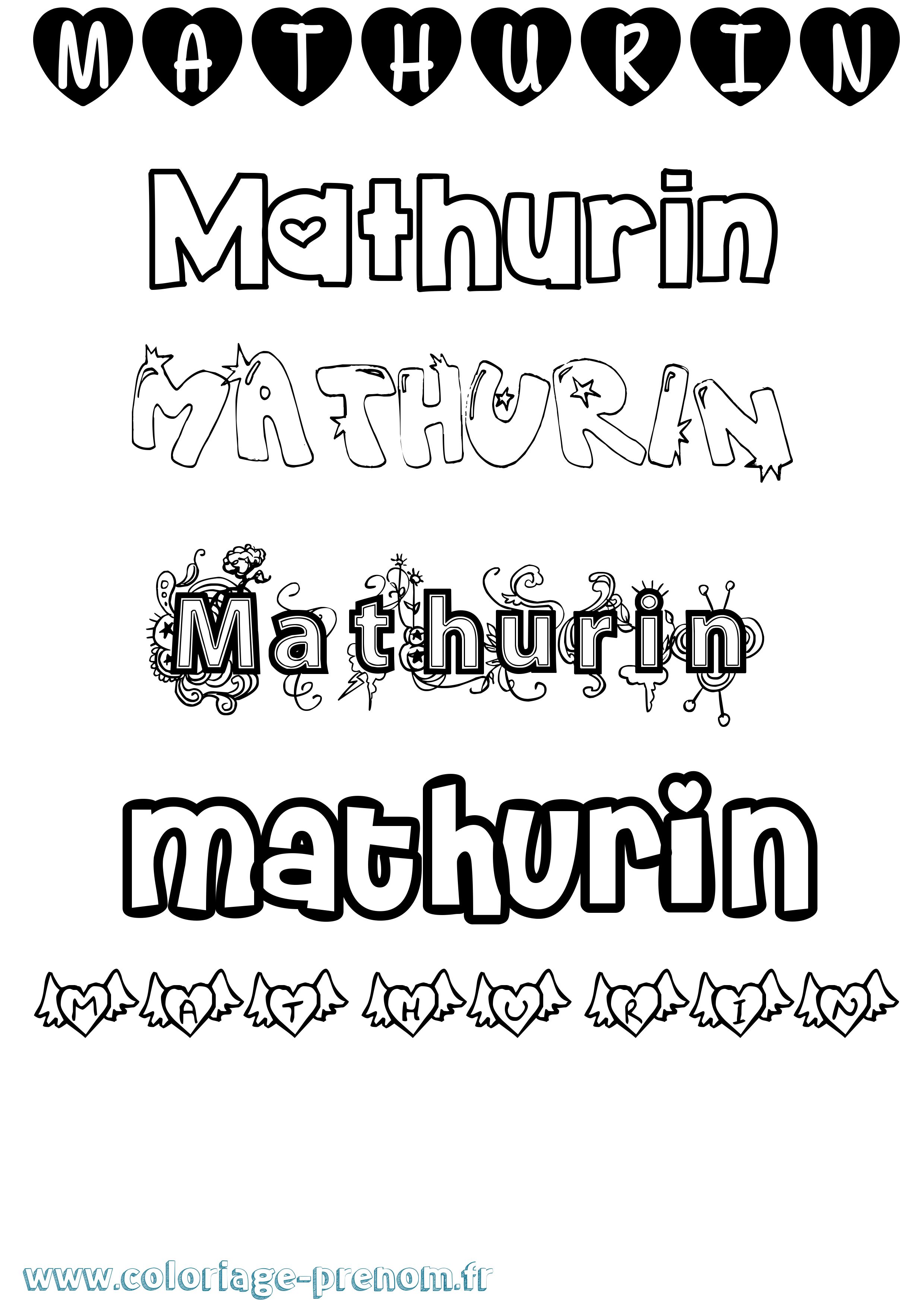 Coloriage prénom Mathurin Girly