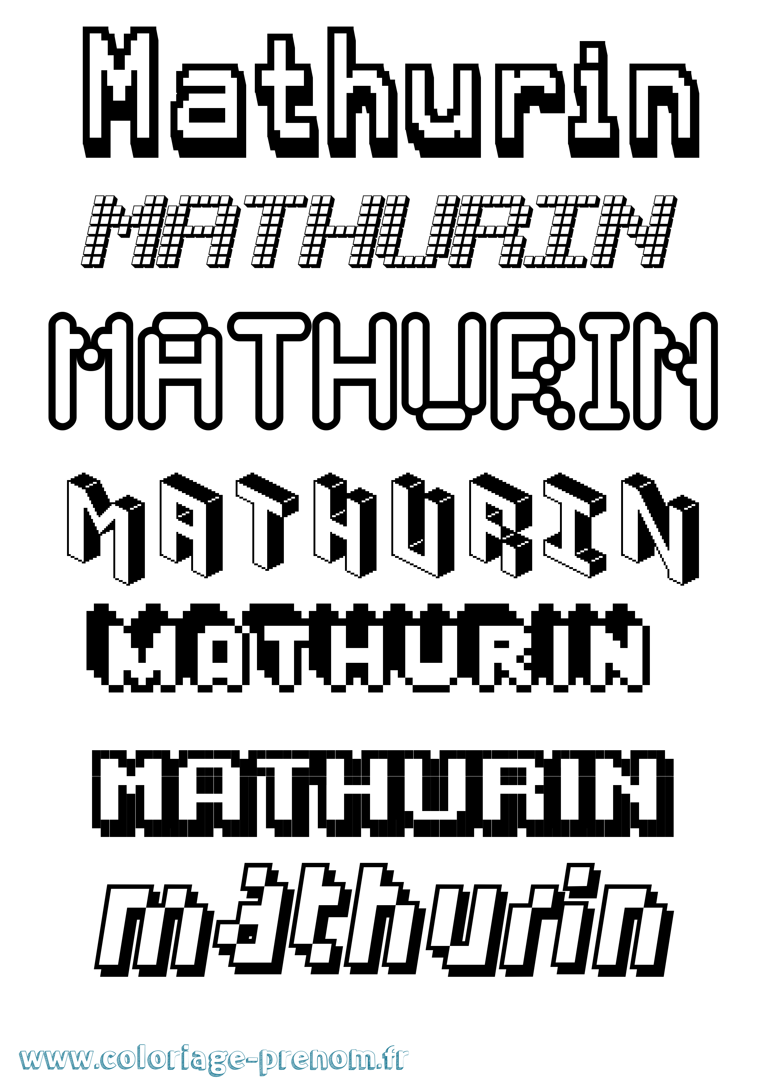 Coloriage prénom Mathurin Pixel