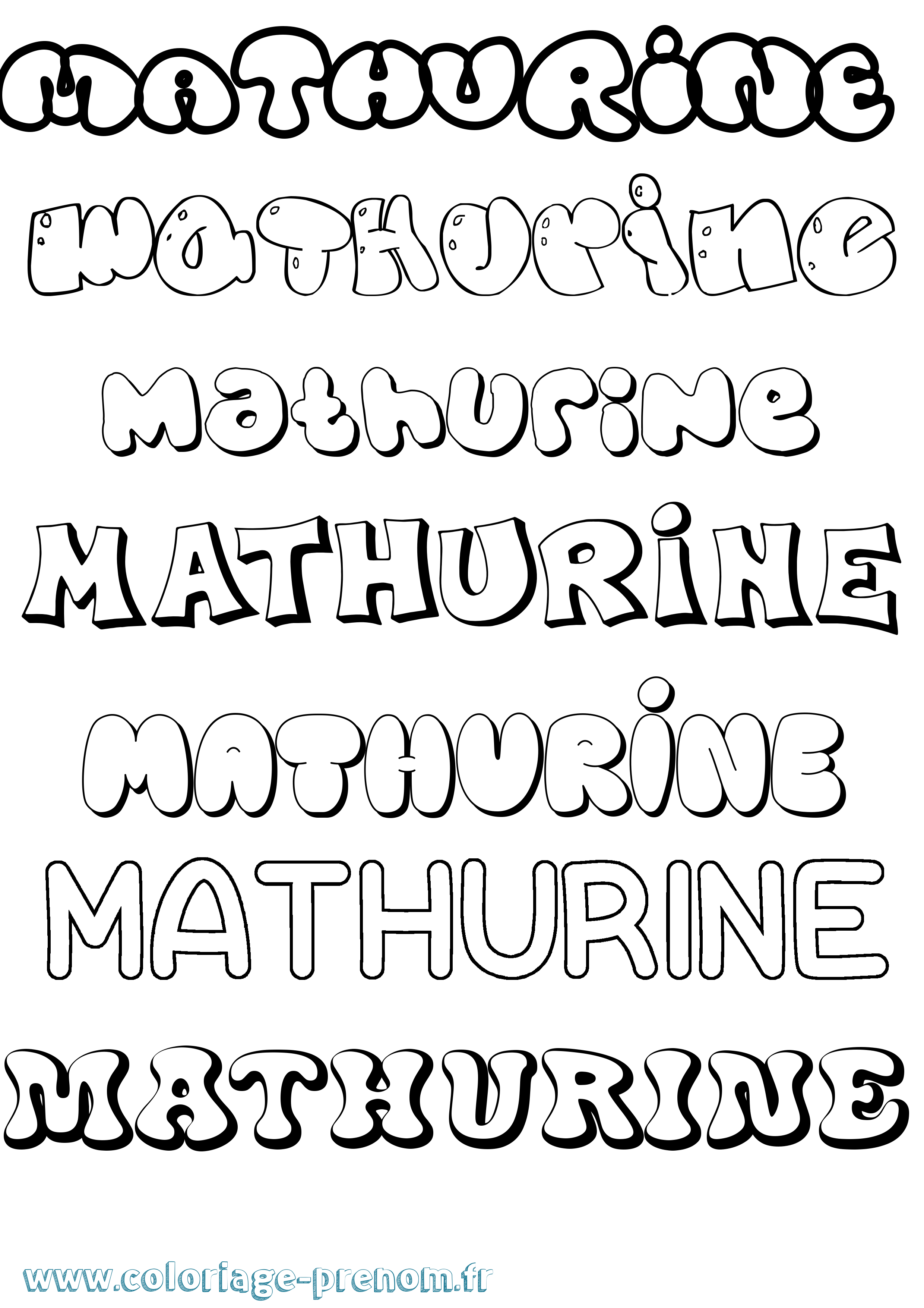 Coloriage prénom Mathurine Bubble