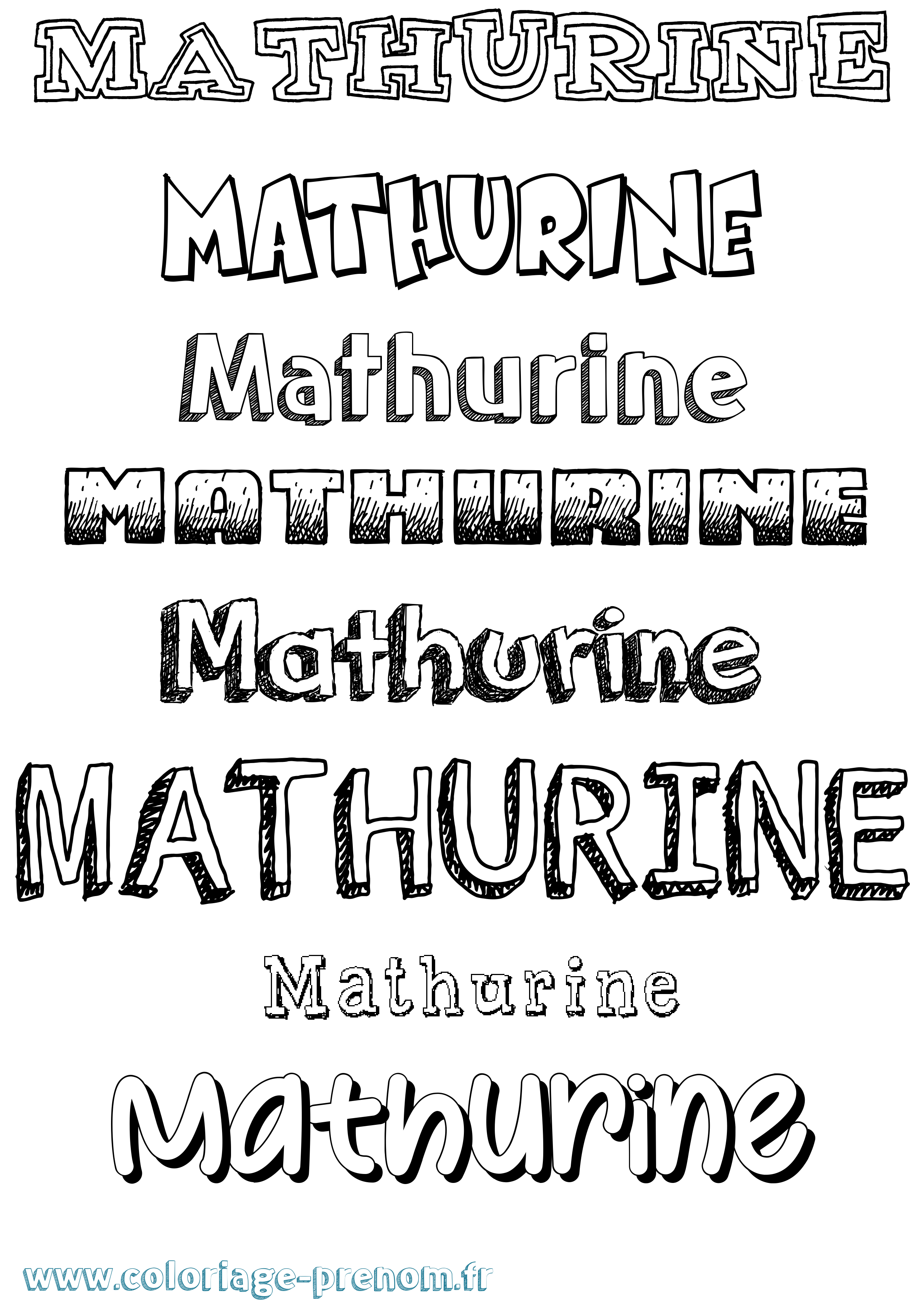 Coloriage prénom Mathurine Dessiné